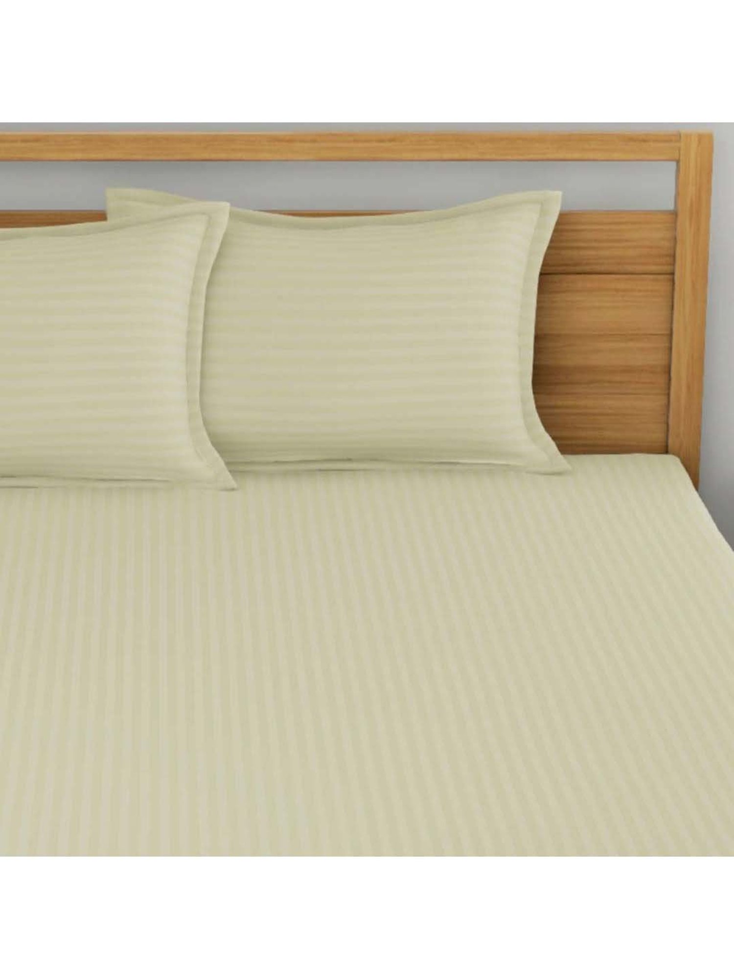 My Room Cream 100% Cotton 300 TC King Bedsheet with 2 Pillow Covers