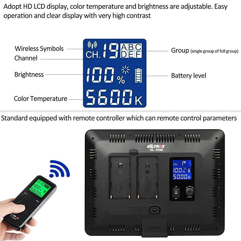 Packs LED Video Photography Lighting Kit, Panel Studio Lights with Stand, VL-00T Bi-Color Dimmable Photo Lighting for YouTube Video Shooting, Wireless Remote, AC Adapter, Carry Bag (Included)