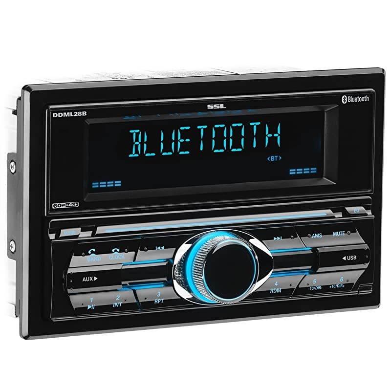 DDML28B Multimedia Car Stereo - Double Din, Bluetooth Audio and Hands-Free Calling, MP3 Player, USB Port, AUX Input, AM/FM Radio Receiver, No CD/DVD Player