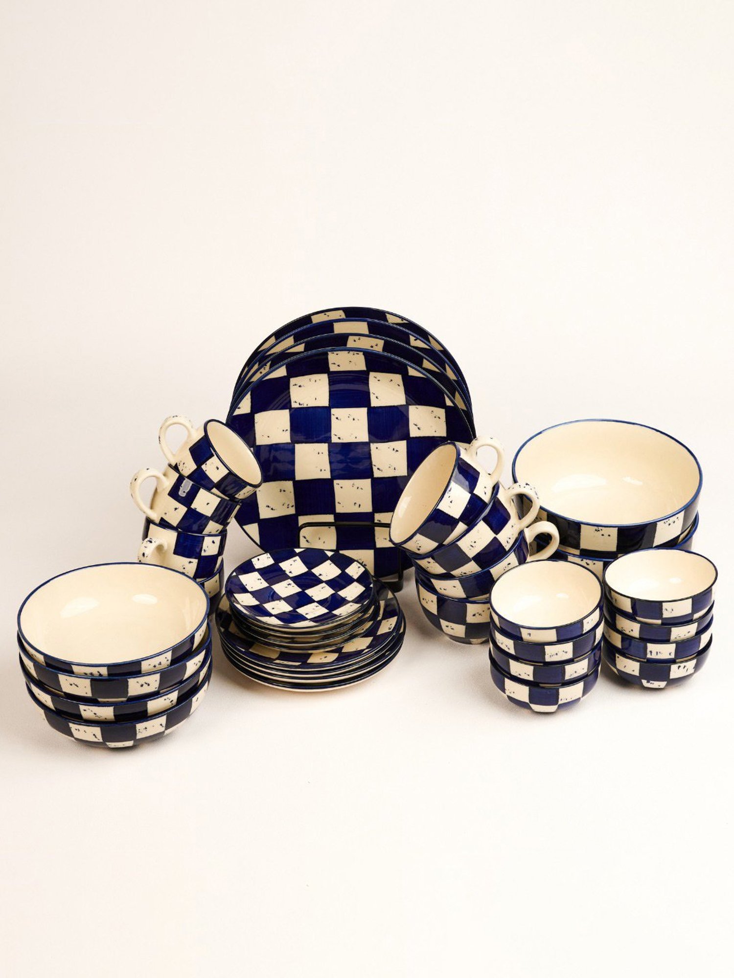 BlackCarrot Blue and White Ceramic Stoneware Dinner Set