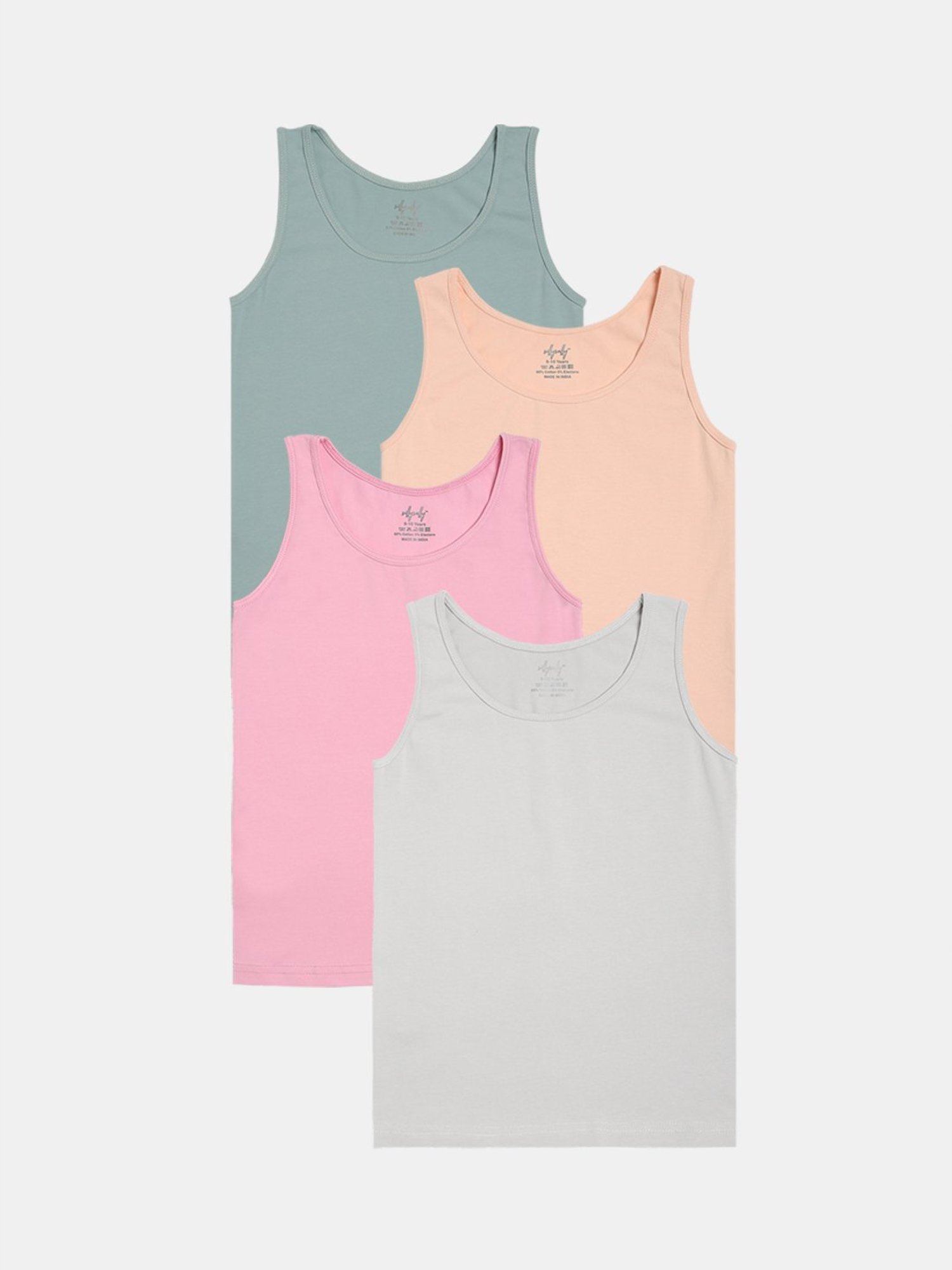 Sillysally Kids Multicolor Solid Camisole (Pack Of 4)