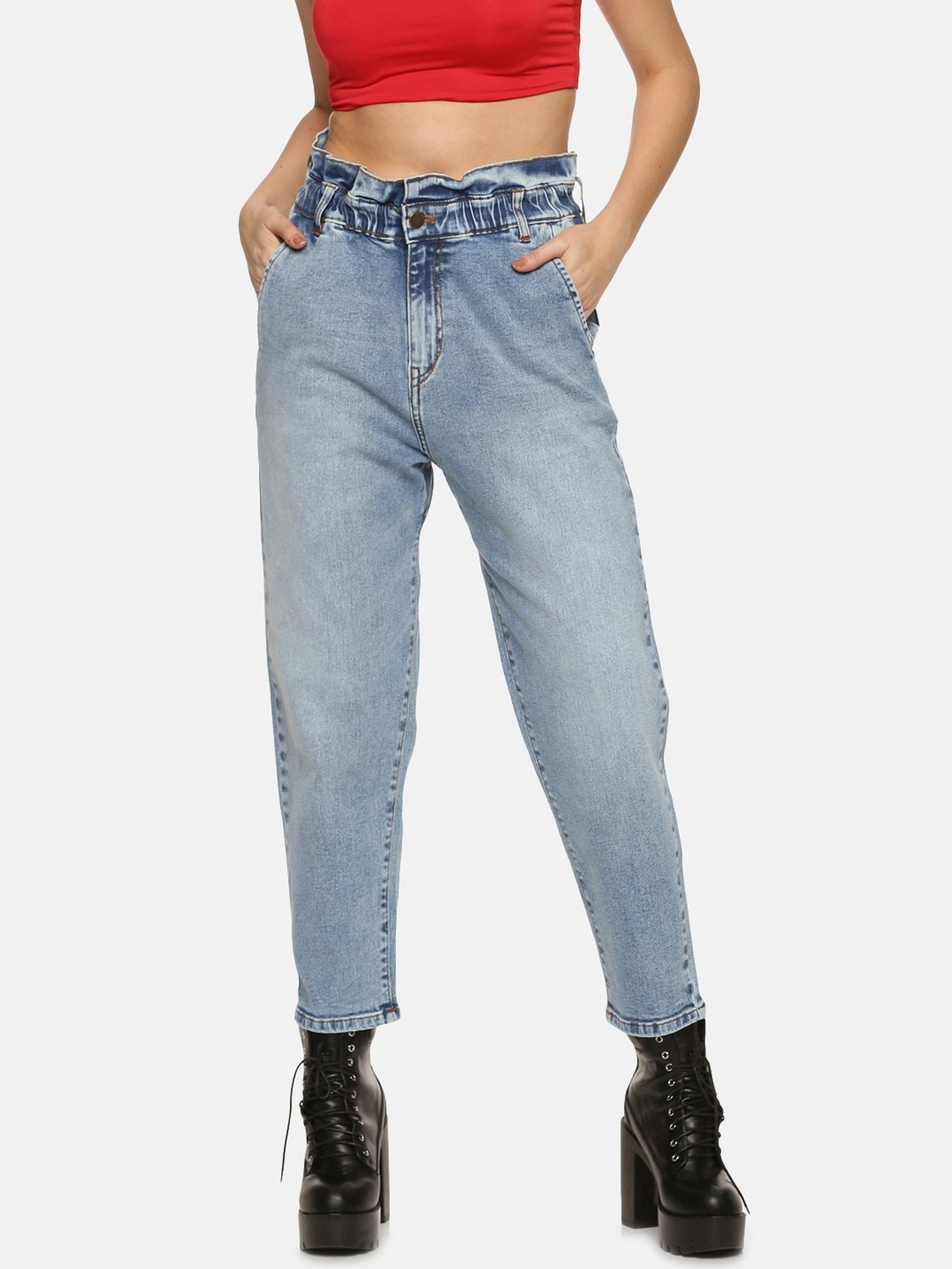 ISU Blue Cotton High Rise Jeans