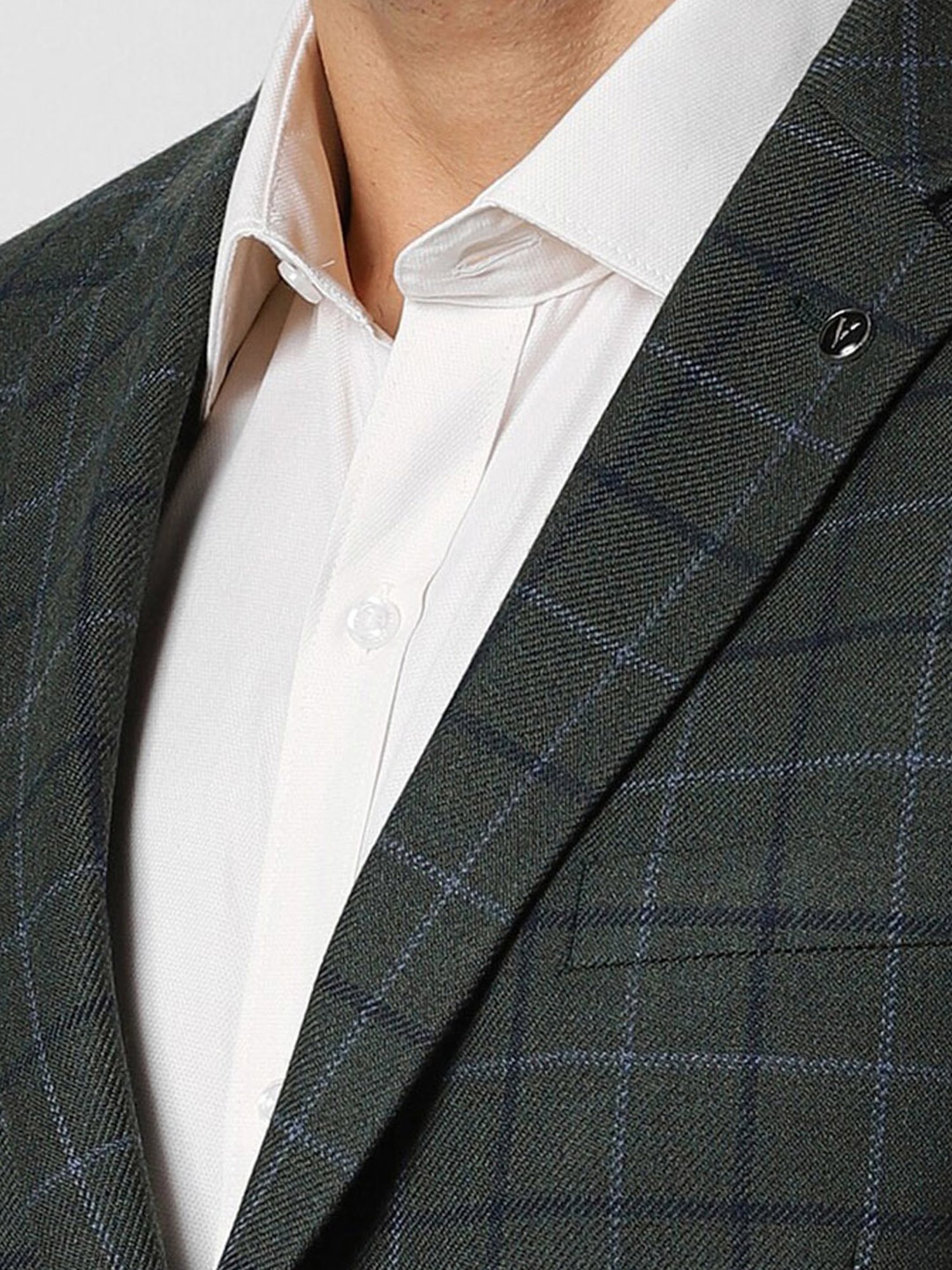 Van Heusen Green Slim Fit Checks Blazer