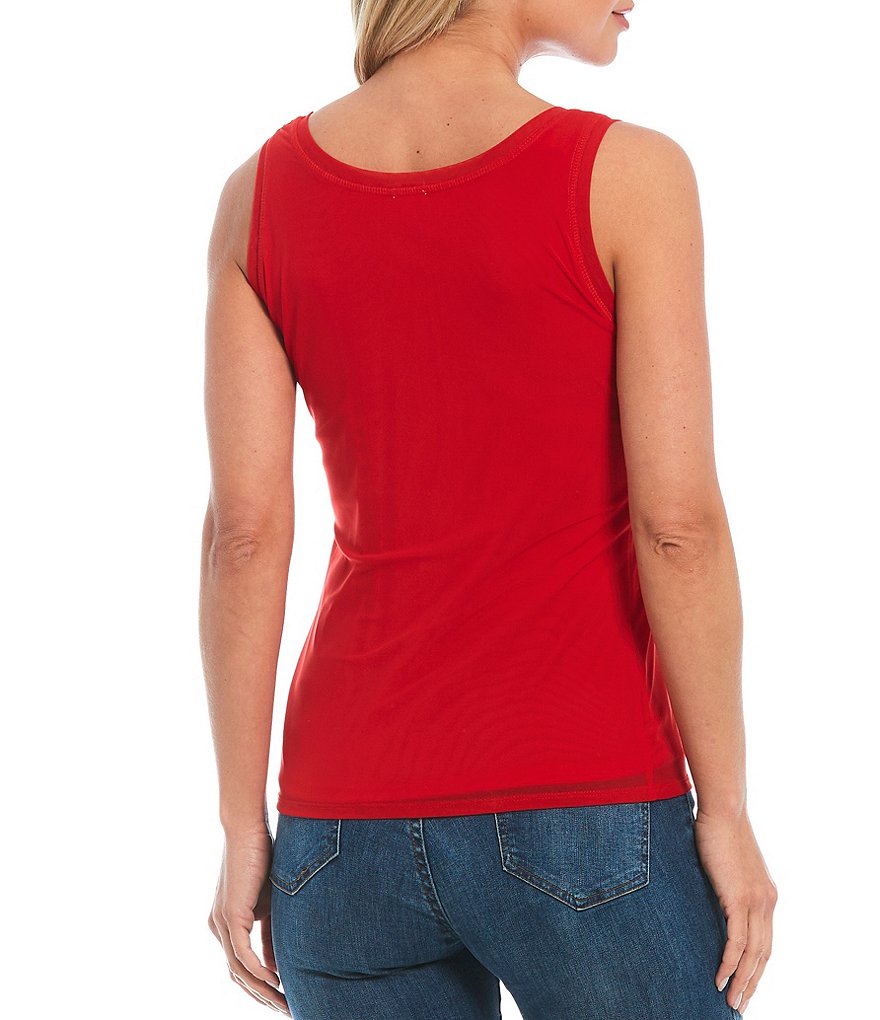 Reba Heather Scoop Neck Sleeveless Mesh Tank
