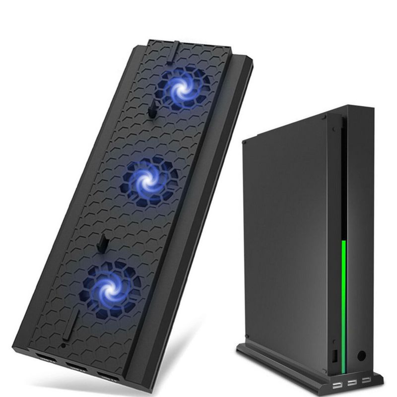 Original Vertical Stand Holder Base w/ 3 Cooling Fan USB For Xbox One X Console