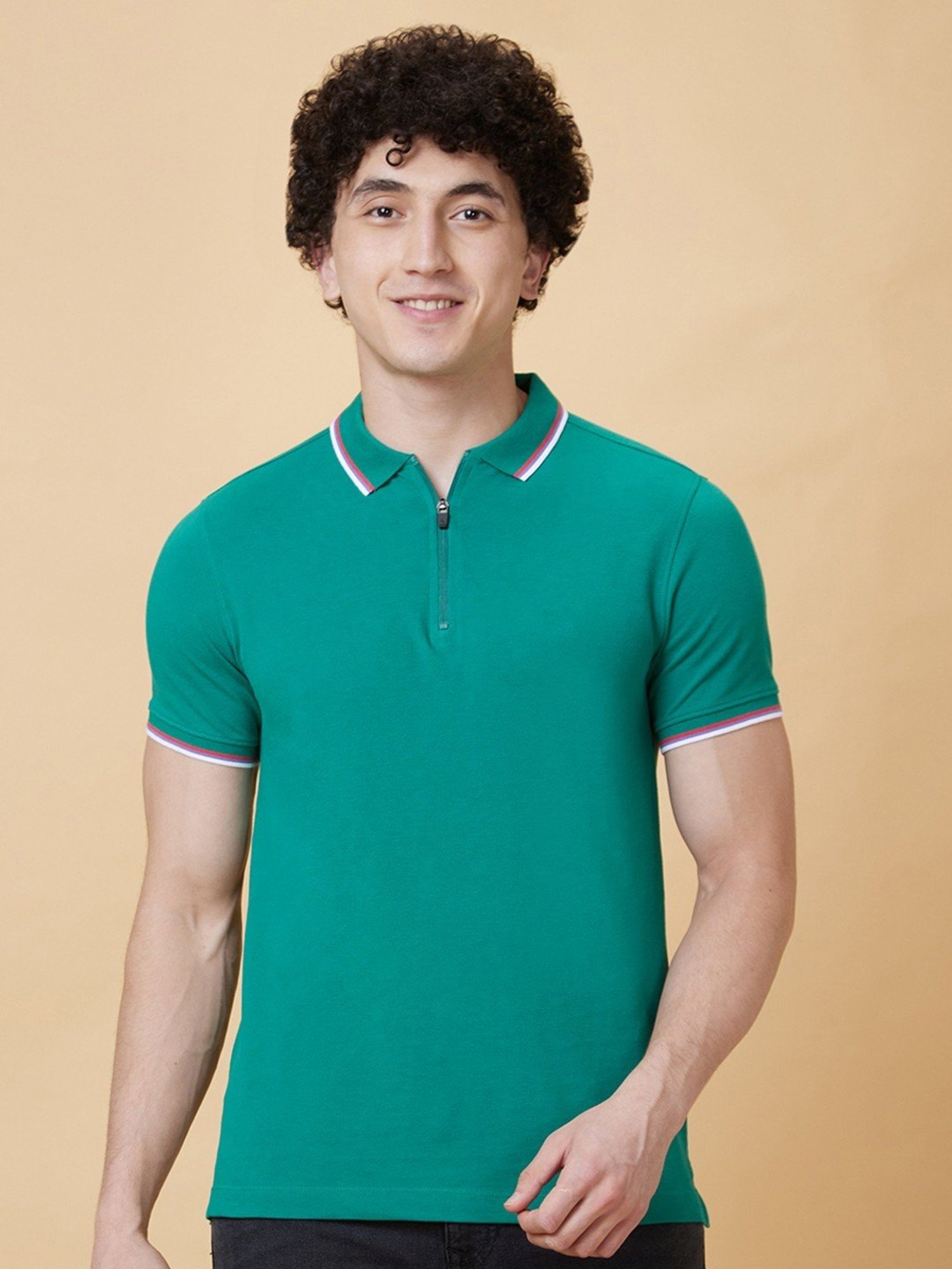 Being Human Green Regular Fit Polo T-Shirt