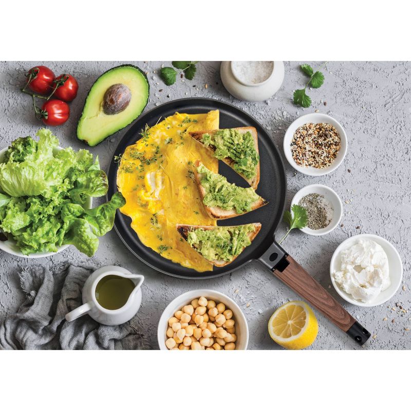 MasterPan 11" Designer Series Non-Stick Cast Aluminum Crepe Pan with Detachable Handle Black