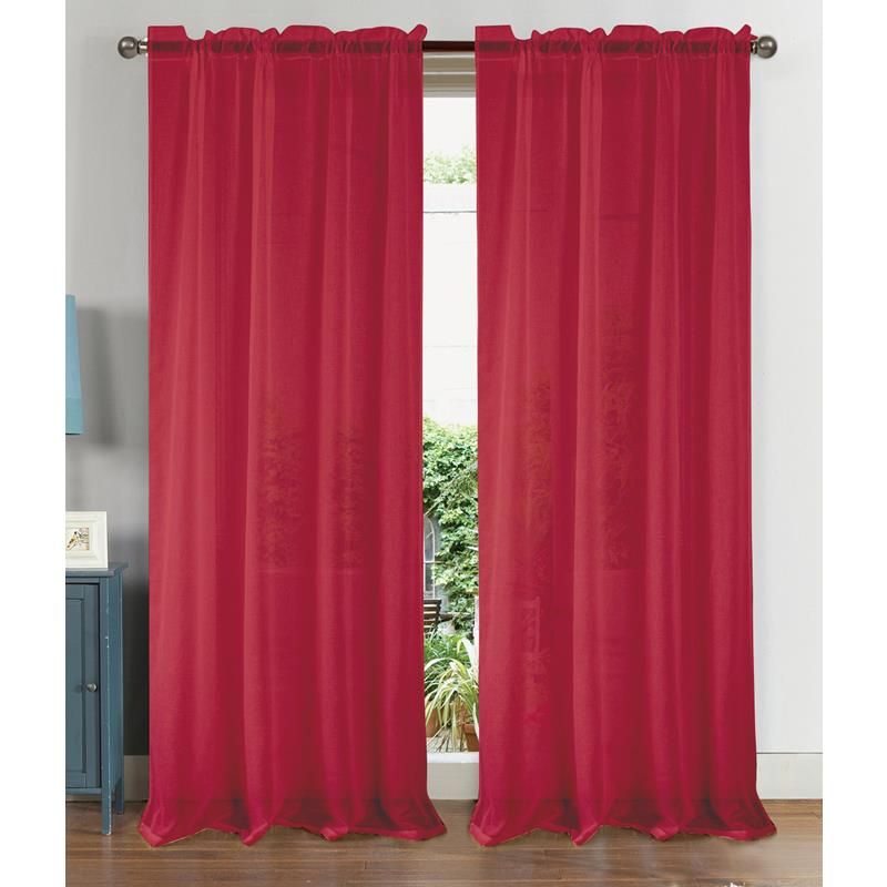Ramallah Trading Astro Textured Rod Pocket Curtain Panel - 54 x 90, Red