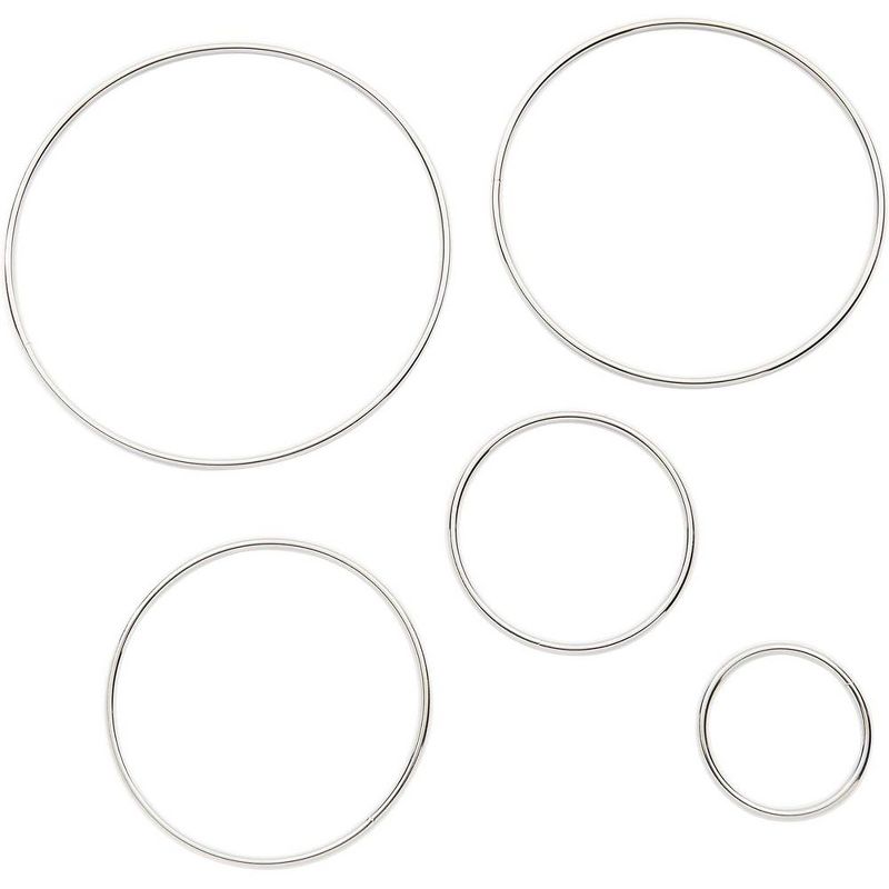 Bright Creations 20 Pack Silver Metal Rings for Macrame, Crochet, Arts and Crafts(5 Sizes)