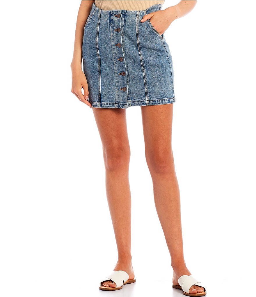 GB Button Front Denim Skirt