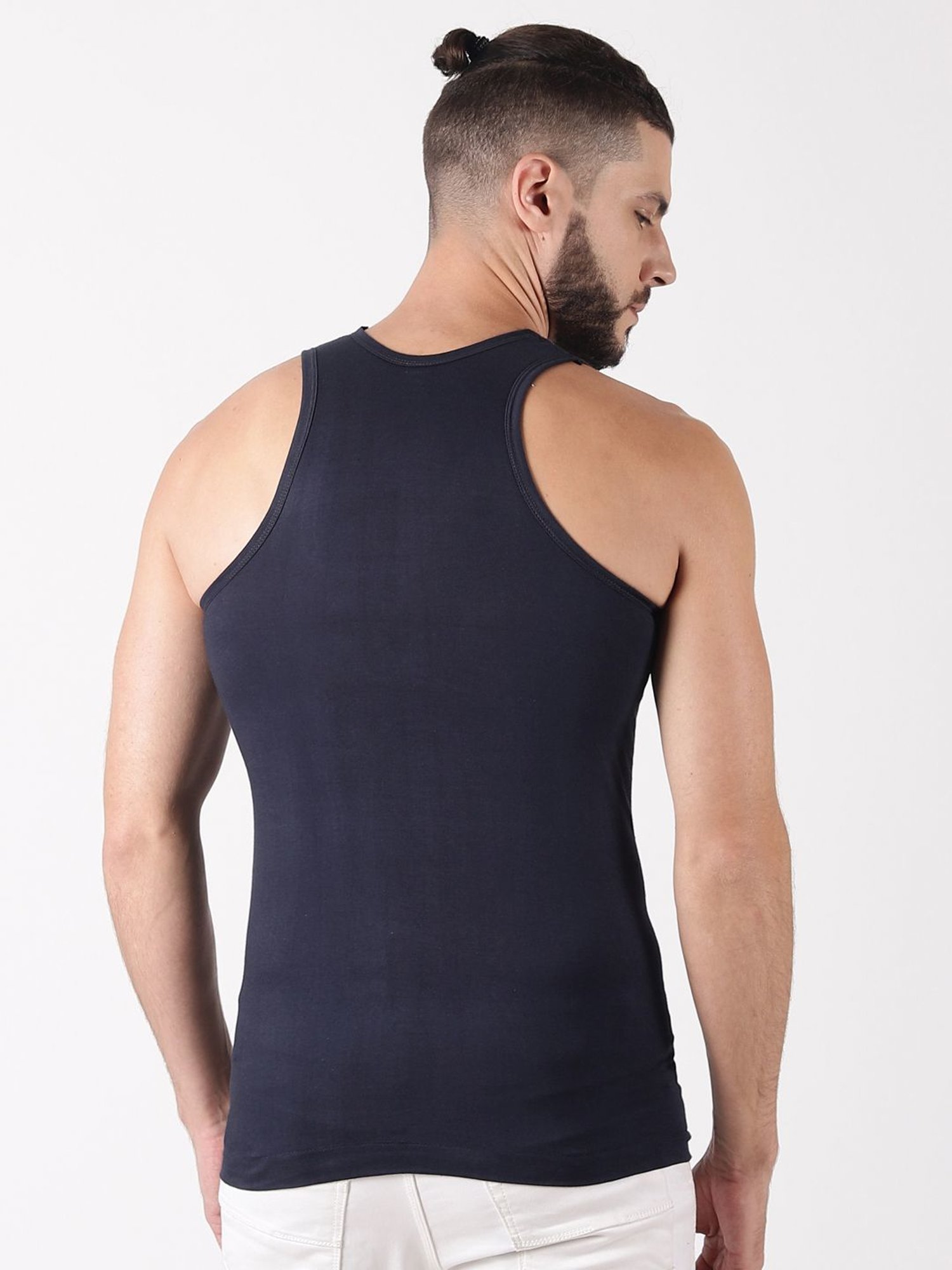 Cantabil Navy Blue Cotton Regular Fit Vest