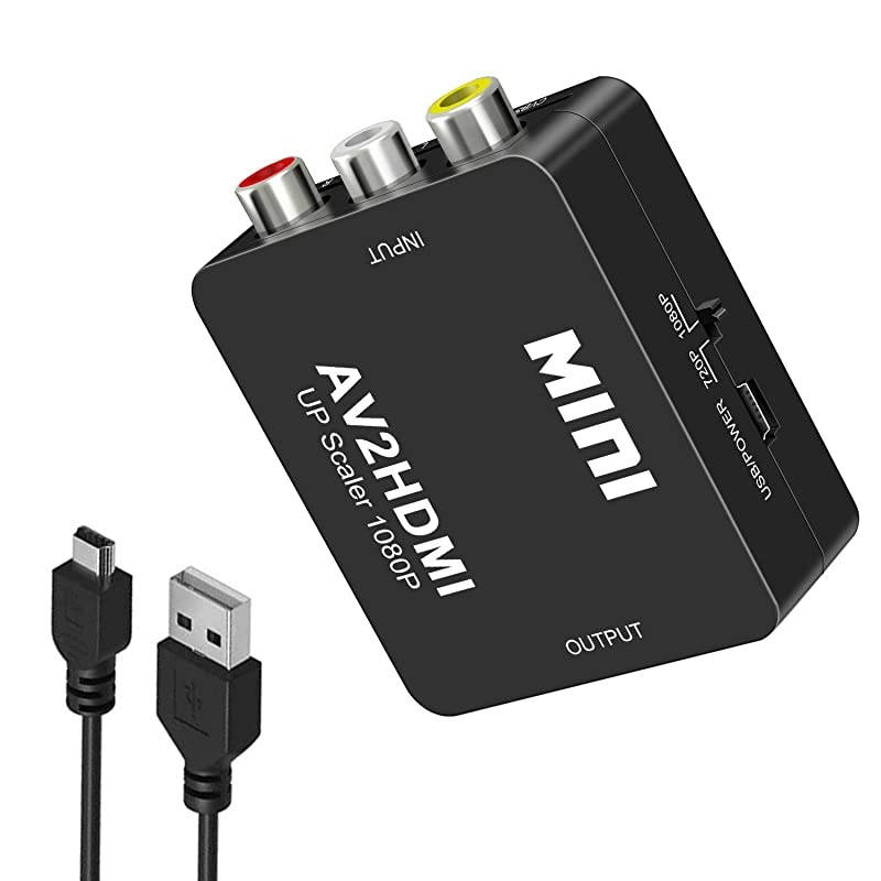 RCA to HDMI AV to HDMI Converter  1080P Mini RCA Composite CVBS AV to HDMI Video Audio Converter Adapter Supporting PALNTSC for PC Laptop Xbox PS4 TV STB VHS VCR BlueRay