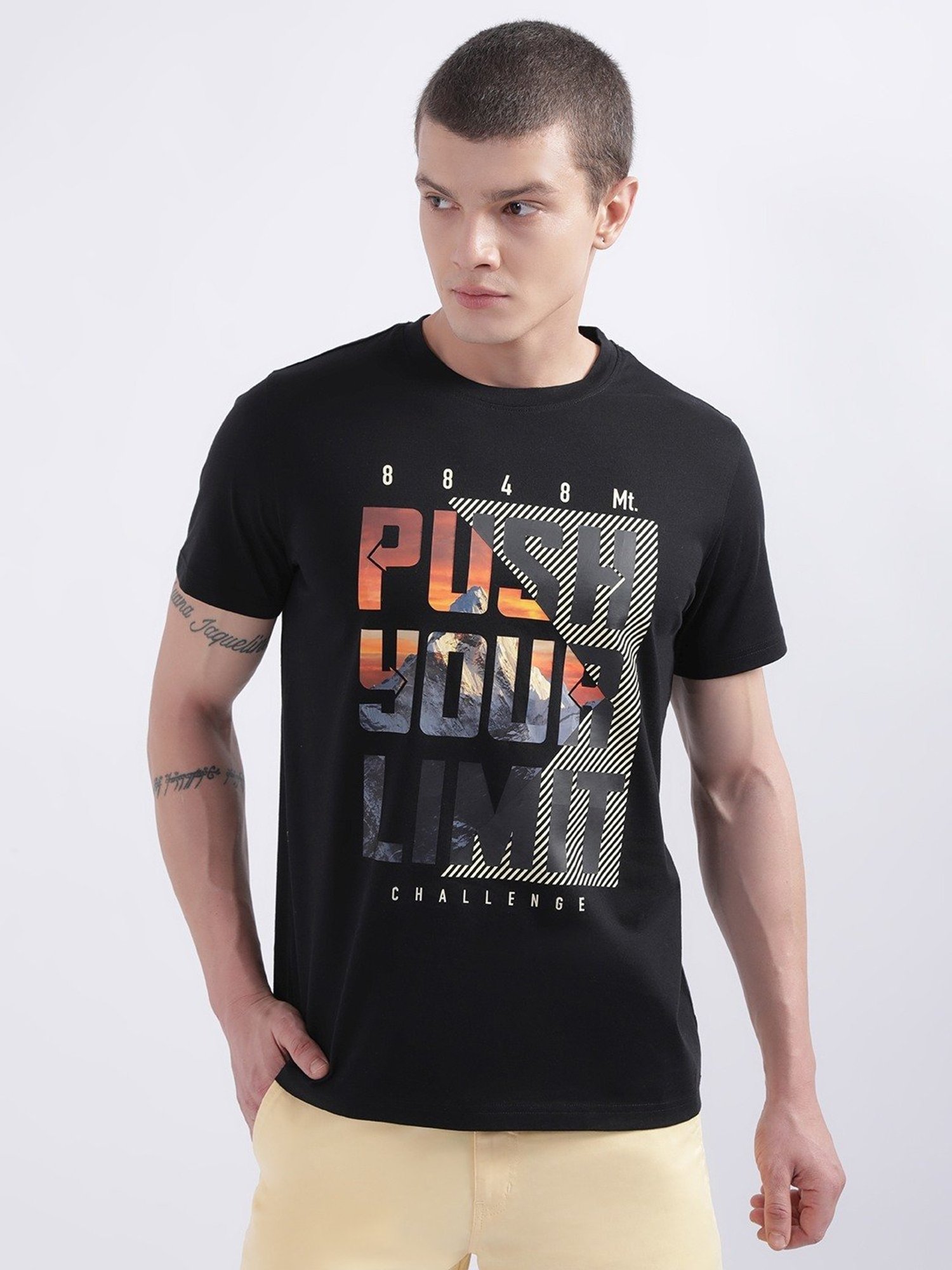 Iconic Men Printed Regular Fit Cotton T-shirt