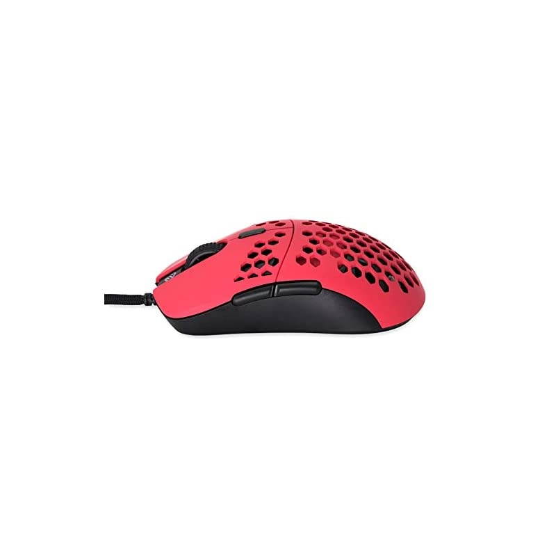 Hati HTM Ultra Lightweight Honeycomb Design Wired Gaming Mouse 3360 Sensor - PTFE Skates - 6 Buttons - Only 61G (Faze Red)