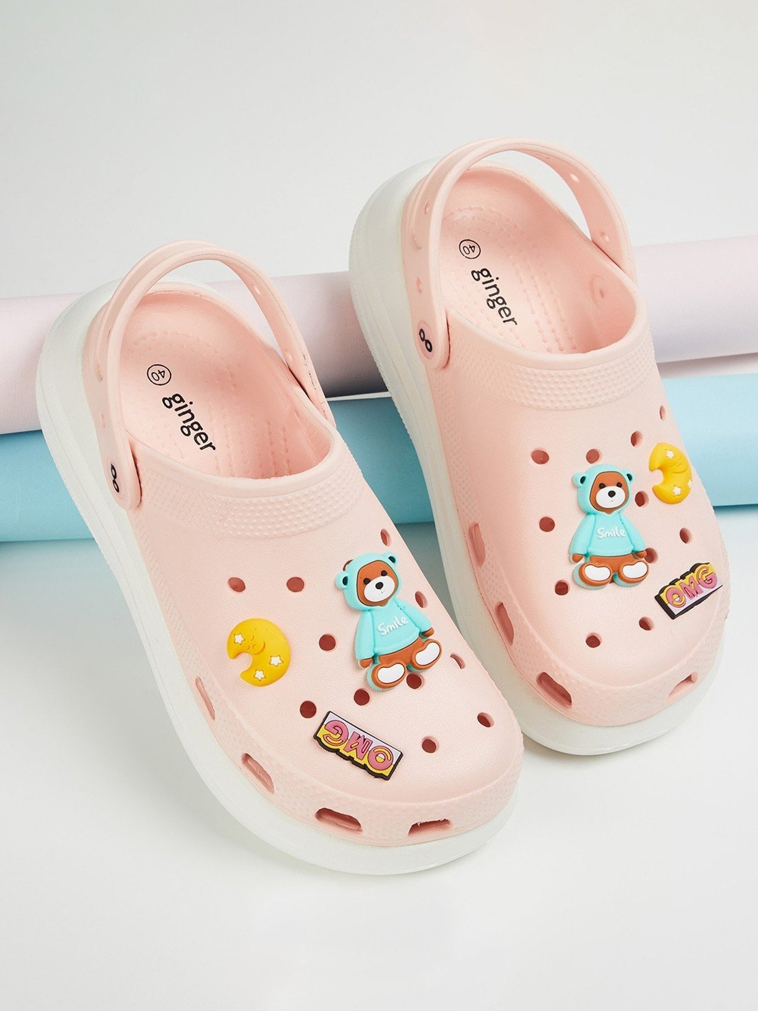 Ginger by Lifestyle Women's Pink Back Strap Clogs