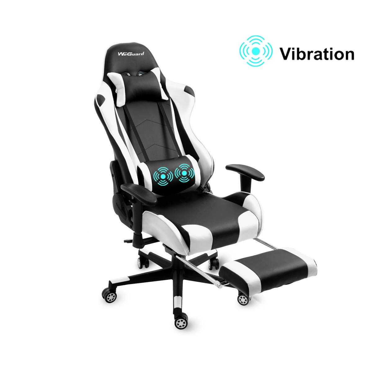 Ergonomic Computer Gaming Chair Office Chair Racing Style High-back Swivel Chair(White)