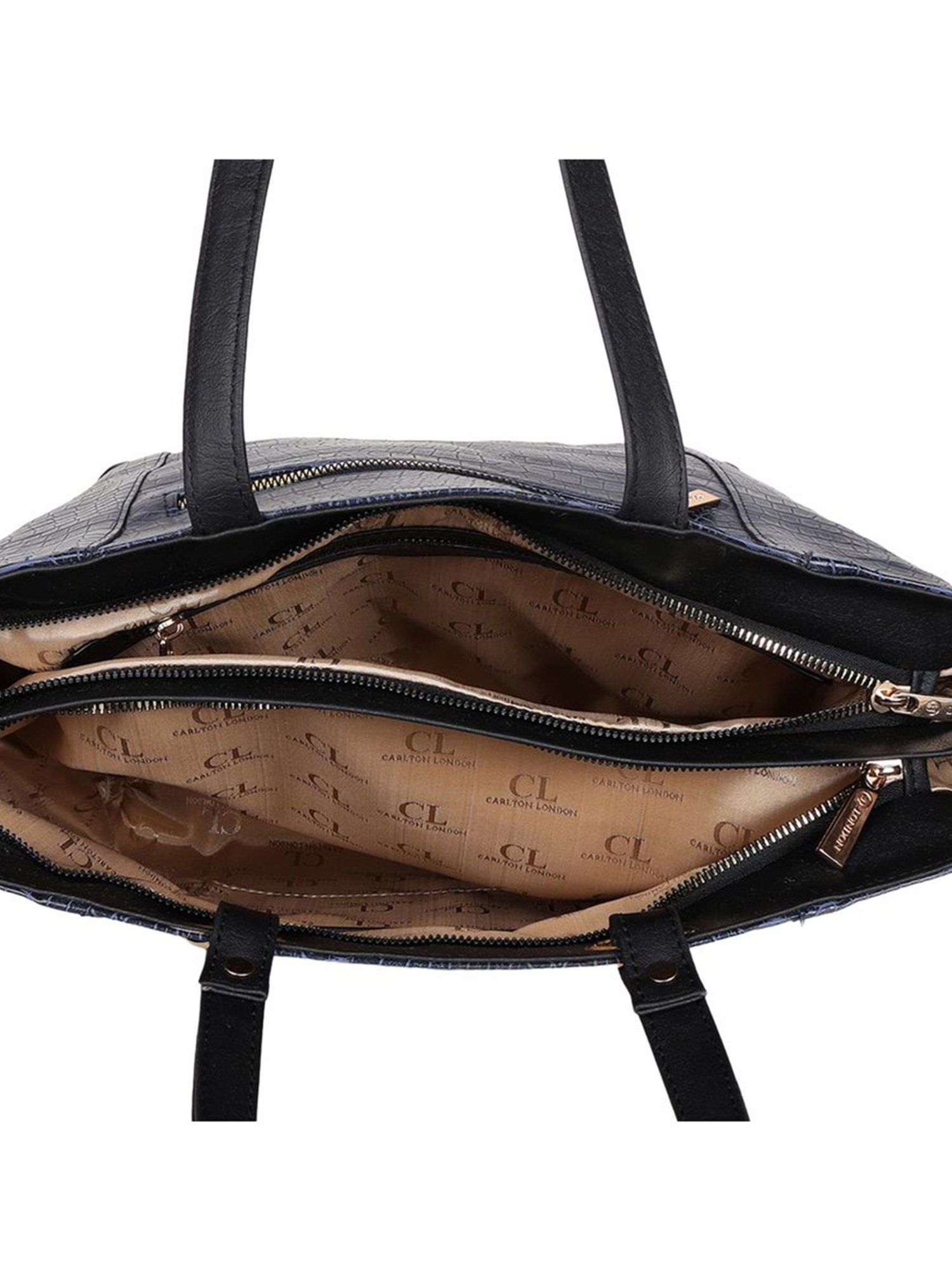 Carlton London Navy Textured Medium Tote Handbag