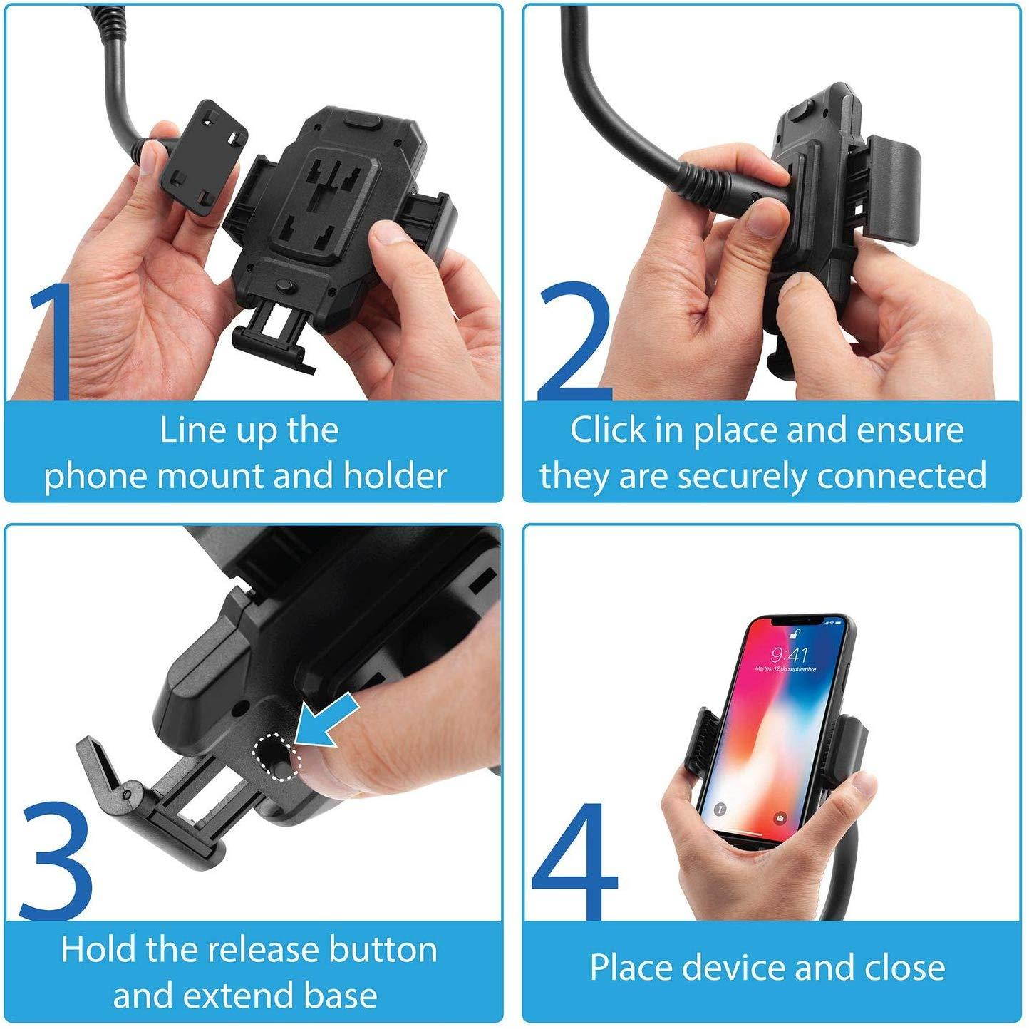 Cup Car Phone Holder, Insten 360 Degree [One Button Release] Long Gooseneck Cup Holder Car Mount Compatible with iPhone 11/11 Pro/ 11 Pro Max/XS/XS MAX/XR/X/8/8+/7/7+, Galaxy S10/S9/S8/Note 9