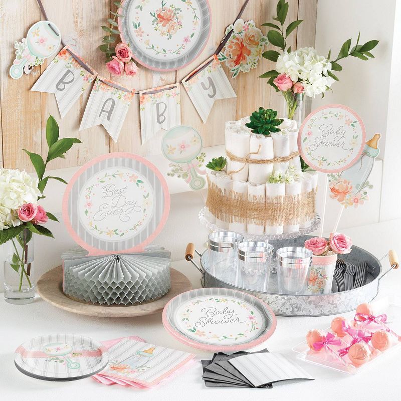 24ct Country Floral Baby Shower Dessert Plates