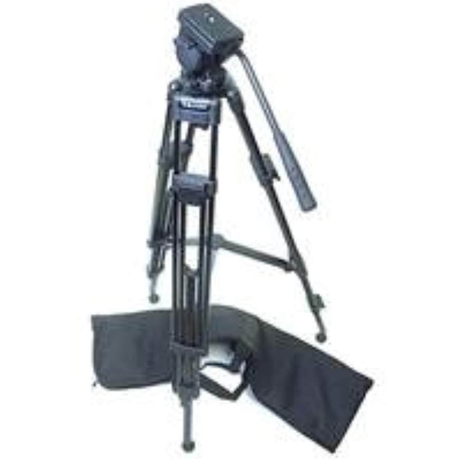 Bescor TH-770 3-section Aluminum Tripod with 65mm Ball Base Fluid Head - Black