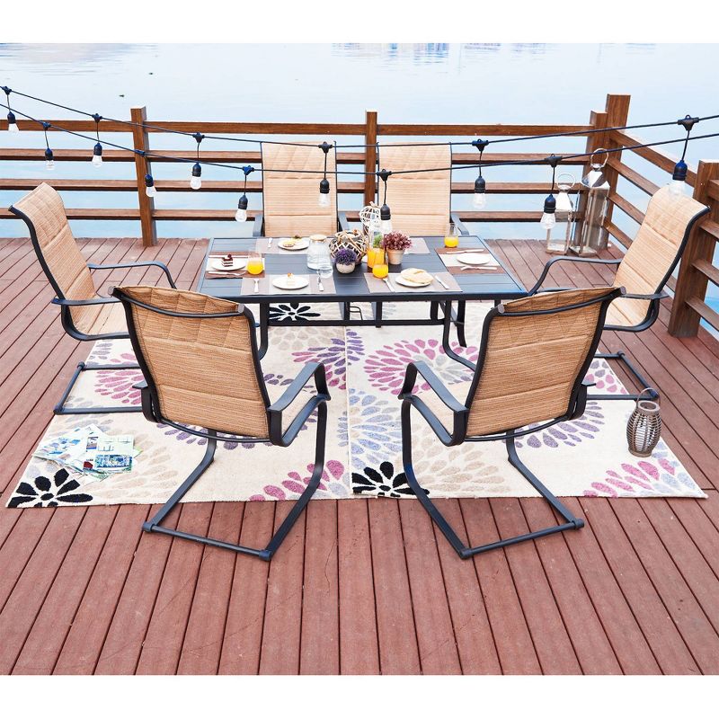7pc Steel Patio Dining Sets Cream - Lokatse
