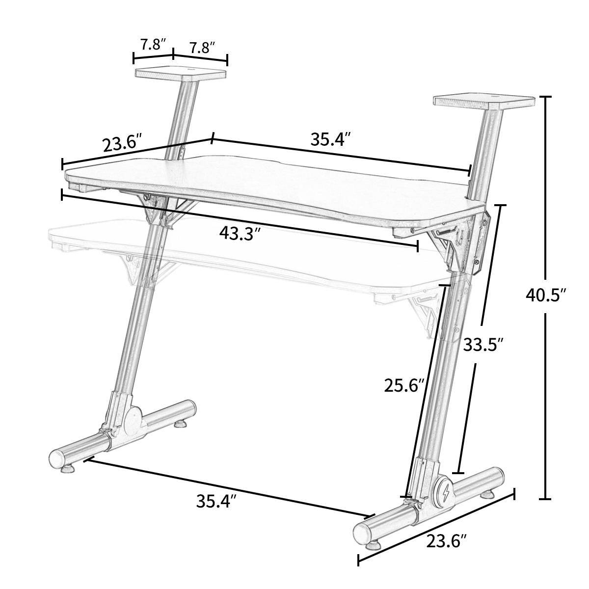 Home Office Gaming Desk Computer Desk Z-Shaped PC Desk Workstation