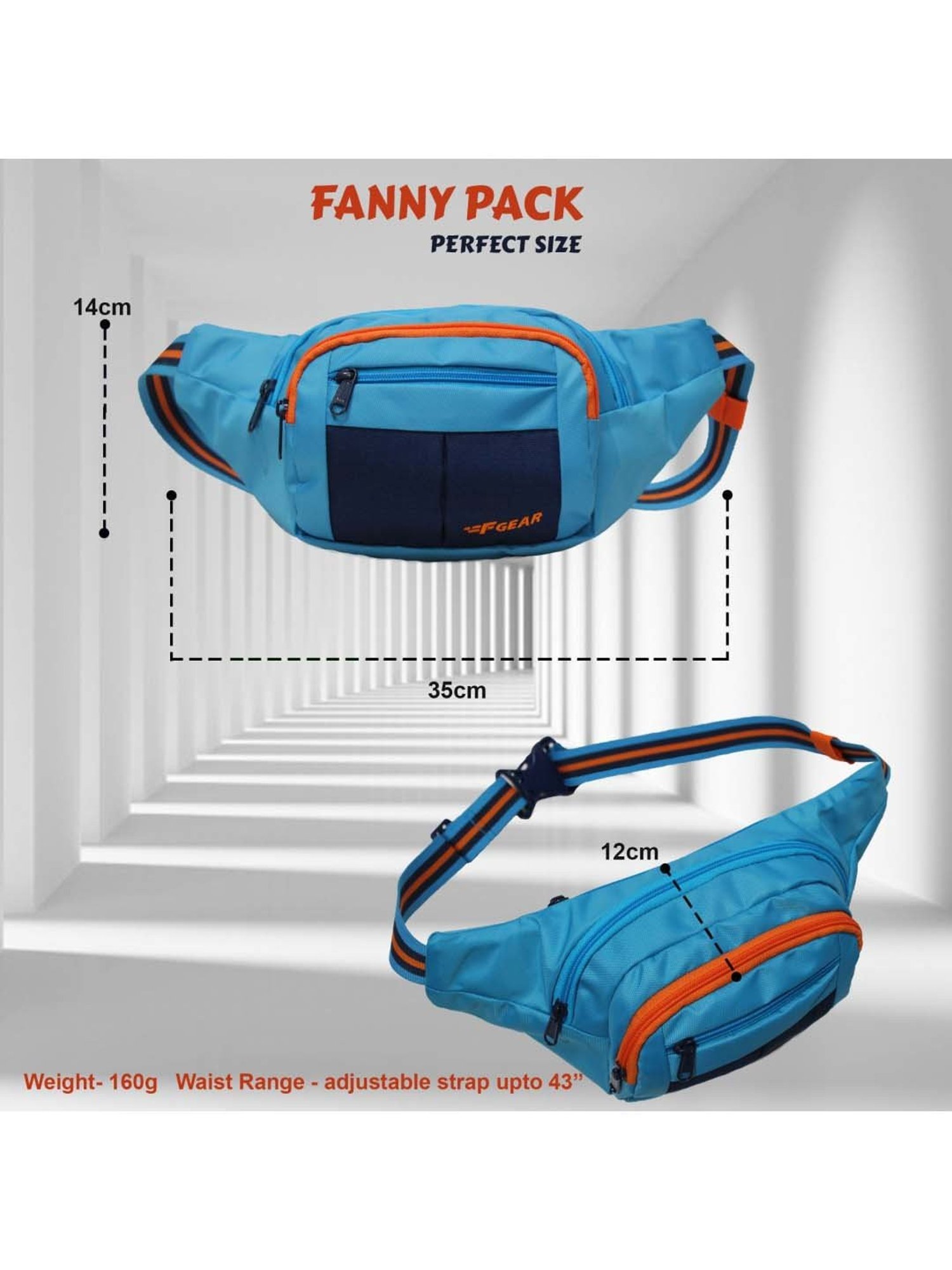 F Gear Blue Solid Waist Pouch