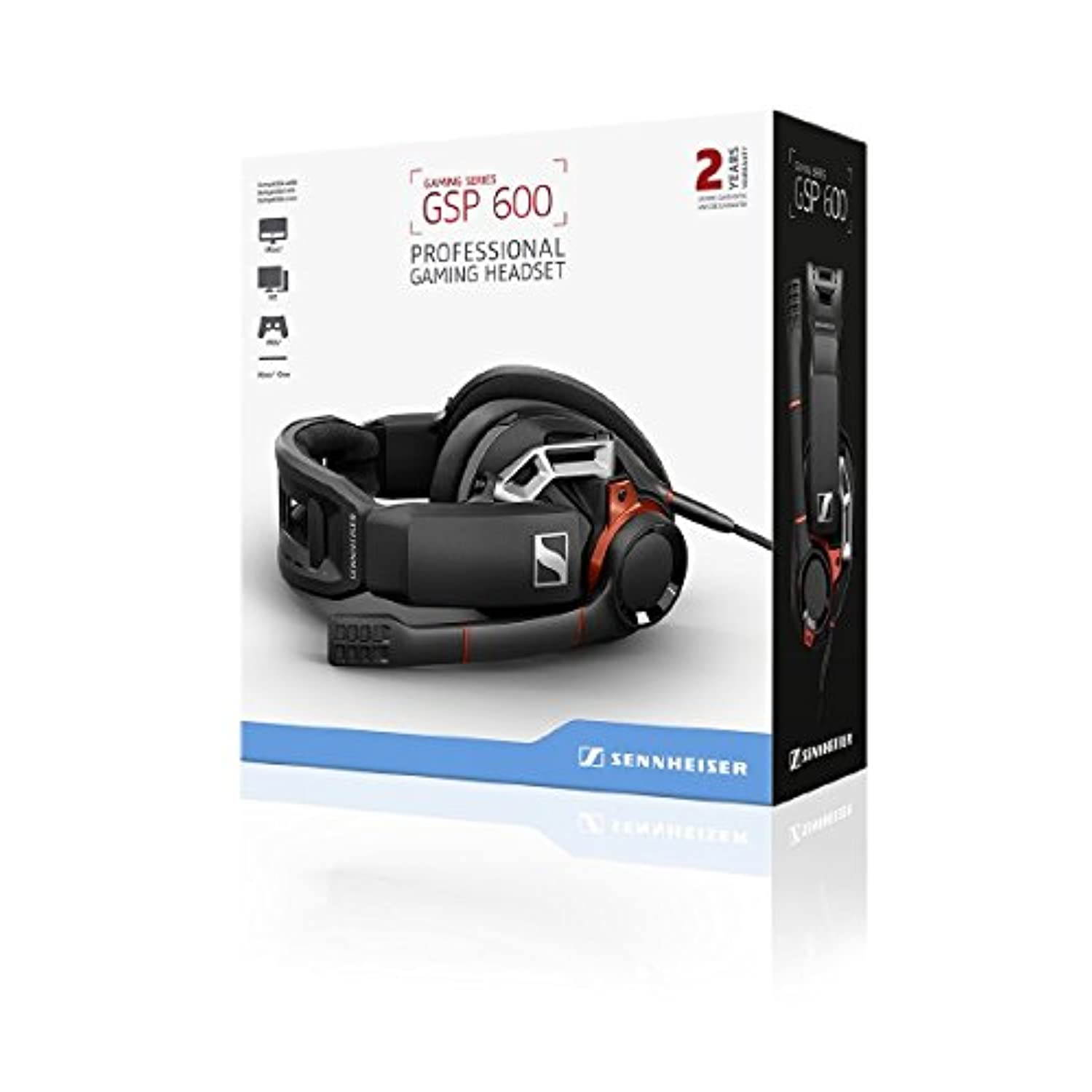 Sennheiser GSP 600 &ndash; Wired Closed Acoustic Gaming Headset, Noise-Cancelling Microphone, Adjustable Headband with Customizable Contact Pressure, Volume Control, PC + Mac + Xbox + PS4, Pro &ndash; Black/Red