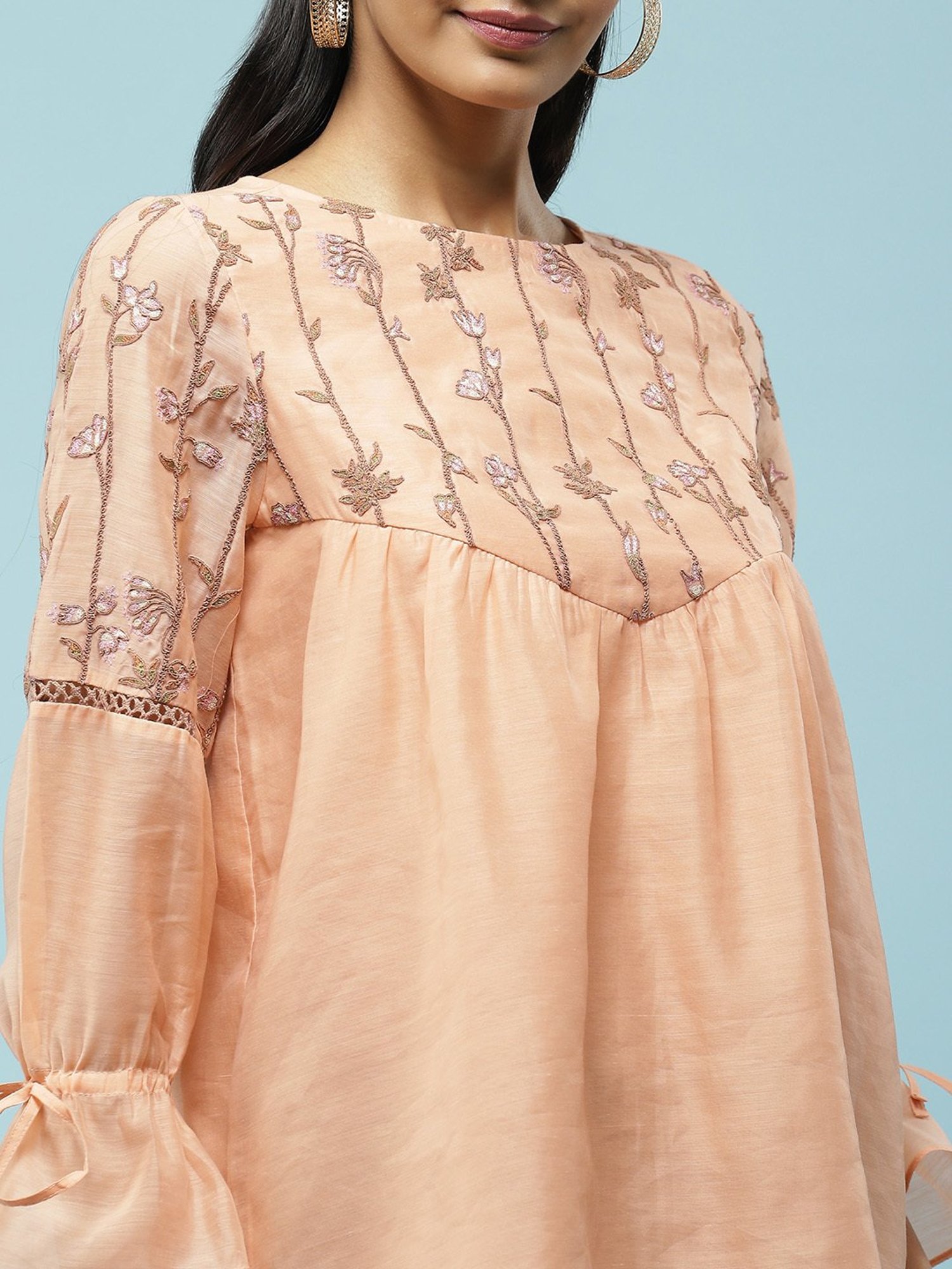 aarke Ritu Kumar Peach Embroidered Top