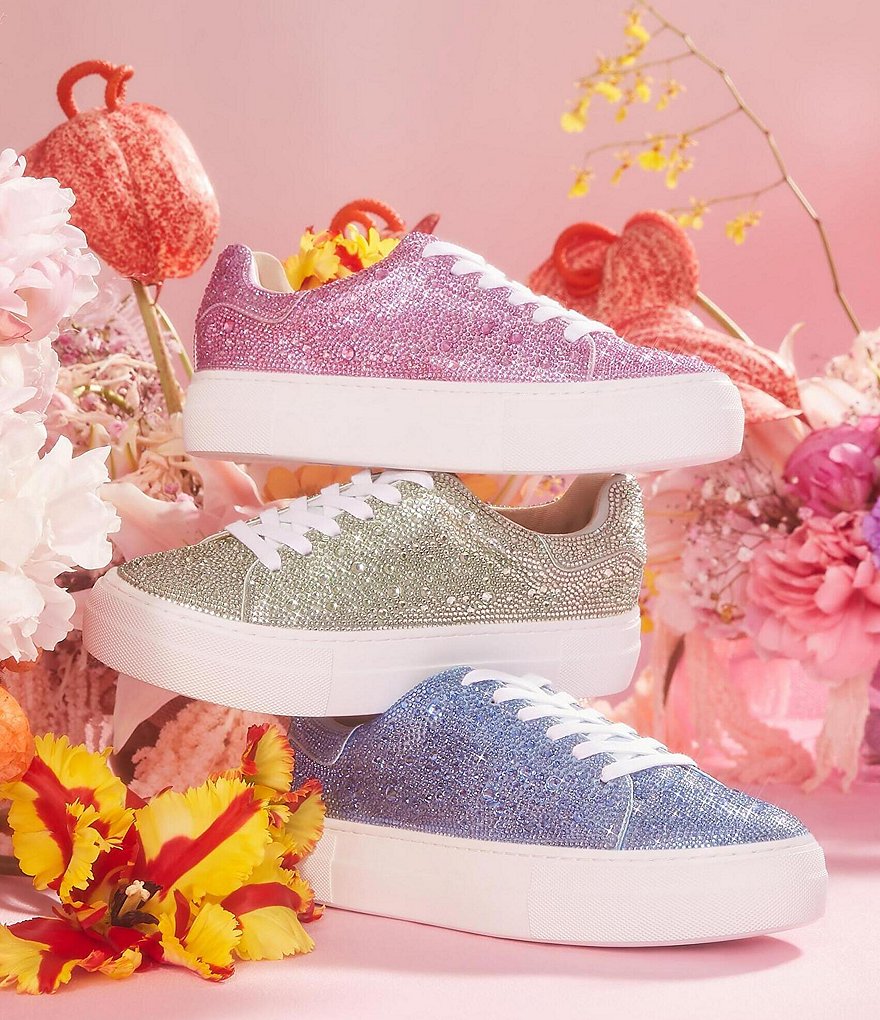 Blue by Betsey Johnson Sidny Rhinestone Embellished Platform Lace-Up Sneakers