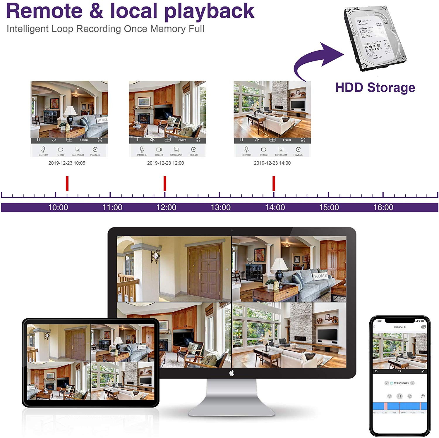 8 Channel Security Surveillance Camera System, FHD 1080p 8CH DVR with 2TB HDD and 8x2MP Weatherproof Outdoor Indoor CCTV Bullet Cameras, 150ft Night Vision, Easy Remote Access, Email Alert