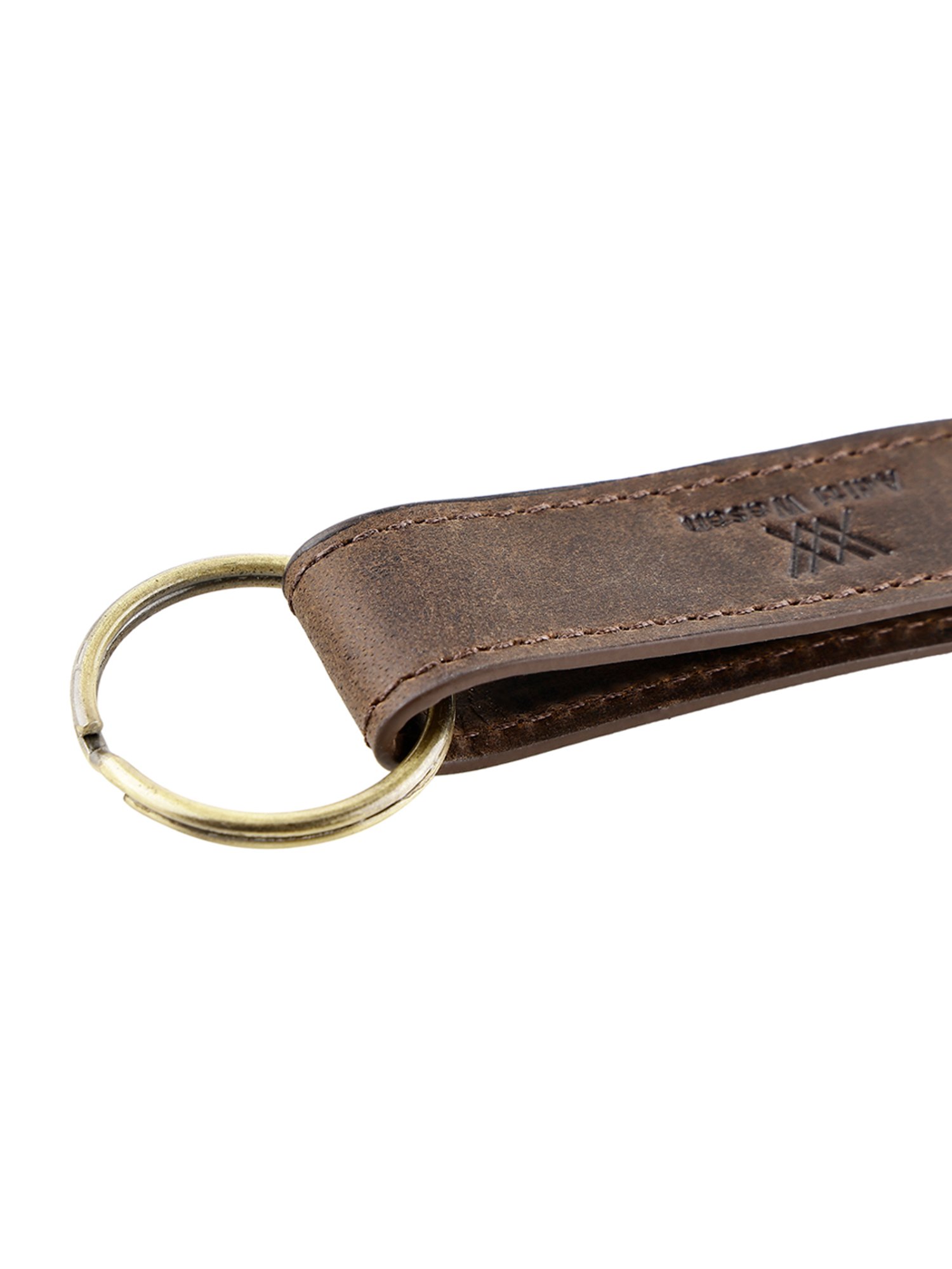 Aditi Wasan Brown Oil Pullup Leather Keyring