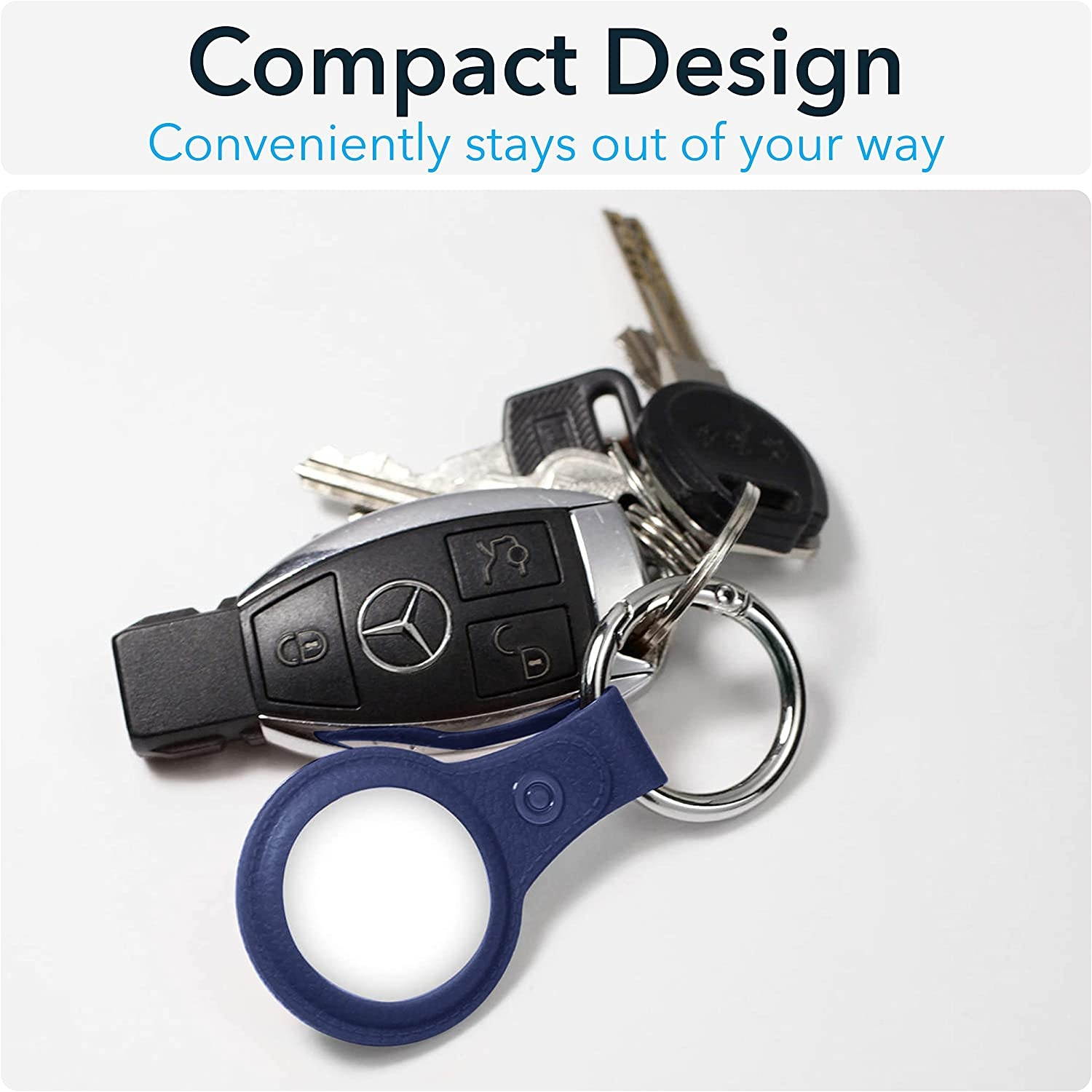 Vietus Vault for Apple AirTag Case with Key Ring Loop - Pacific Blue, Leather TPU, 1-Pack