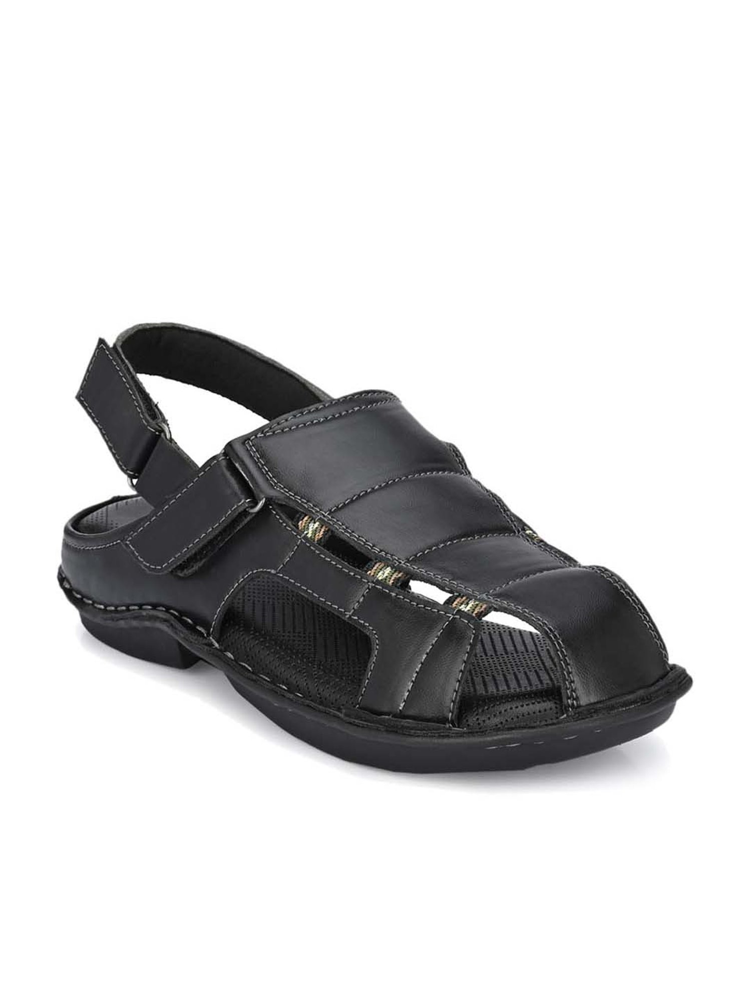 El Paso Men's Black Fisherman Sandals