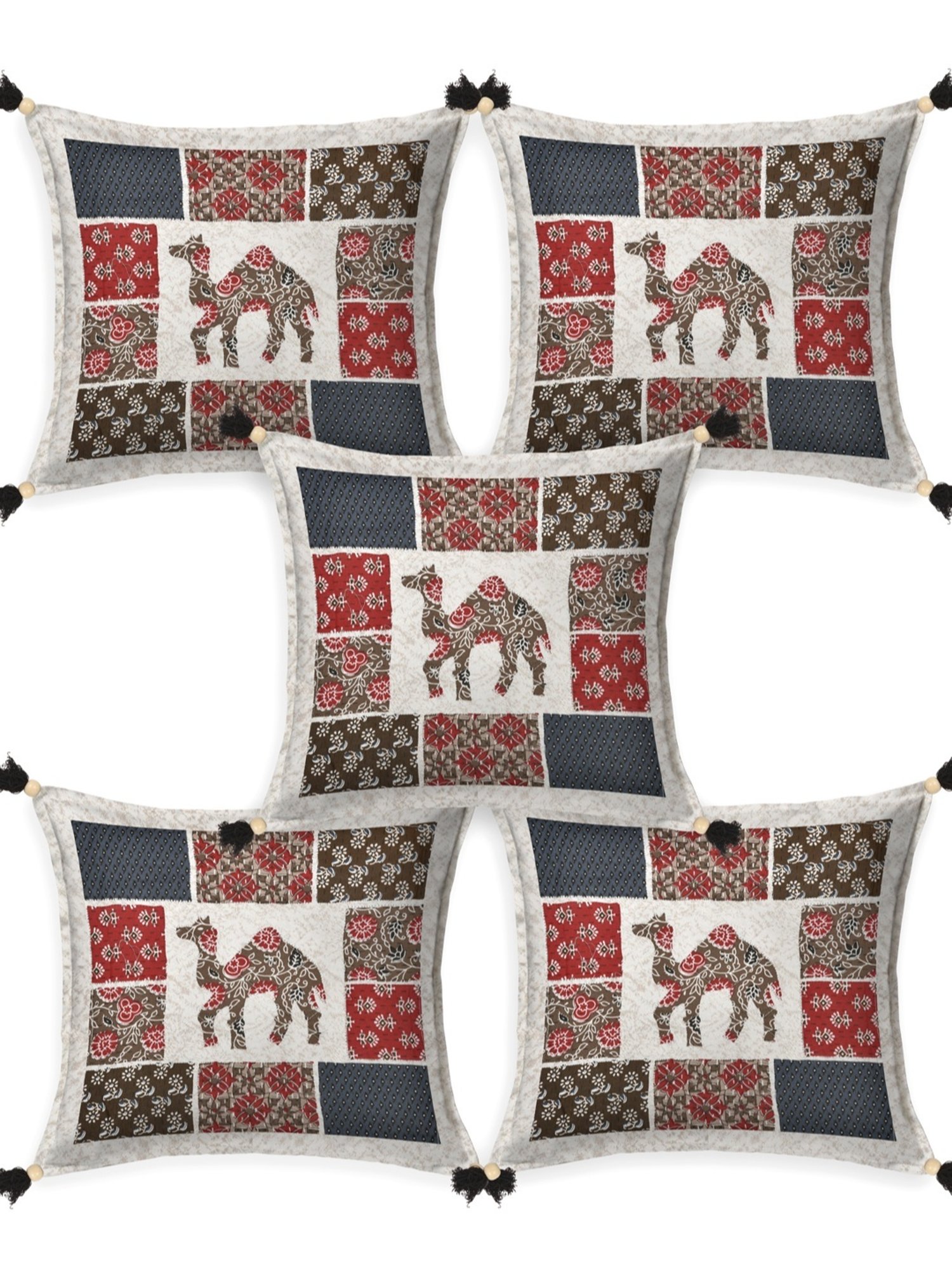 Living Roots Jaipuri Multicolor Cotton Cushion Covers - Set of 5