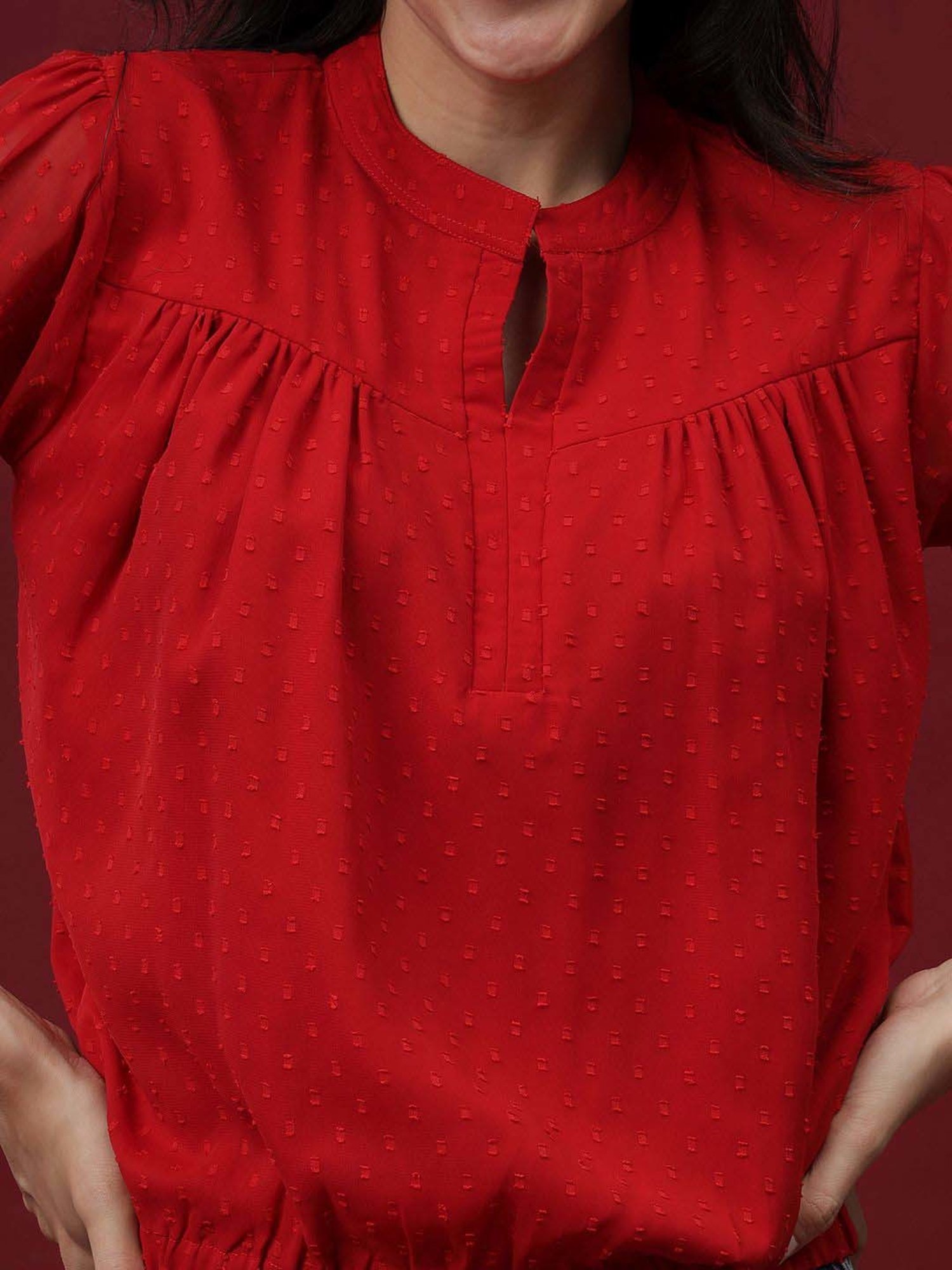 NEUDIS Red Self Pattern Top