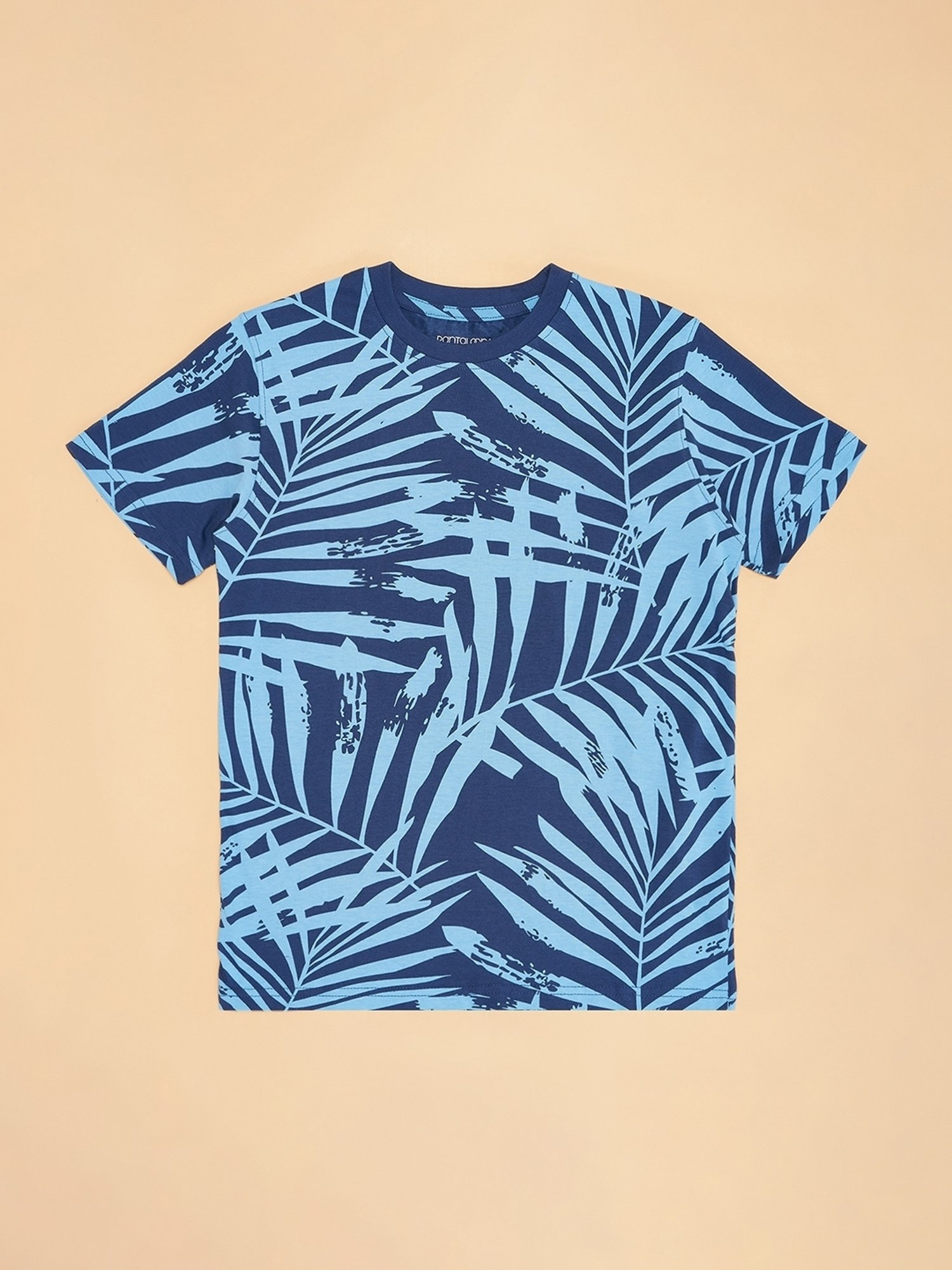 Pantaloons Junior Boys Blue Cotton Tropical T-Shirt