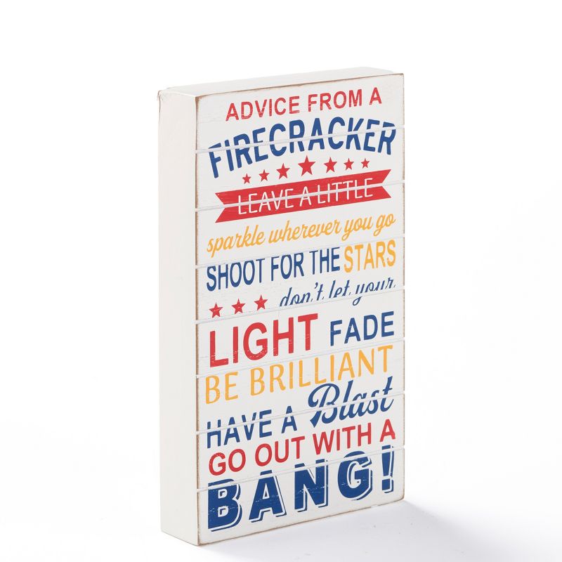 Lakeside Advice From a Firecracker Tabletop Sign - 4th of July D'ecor Accent