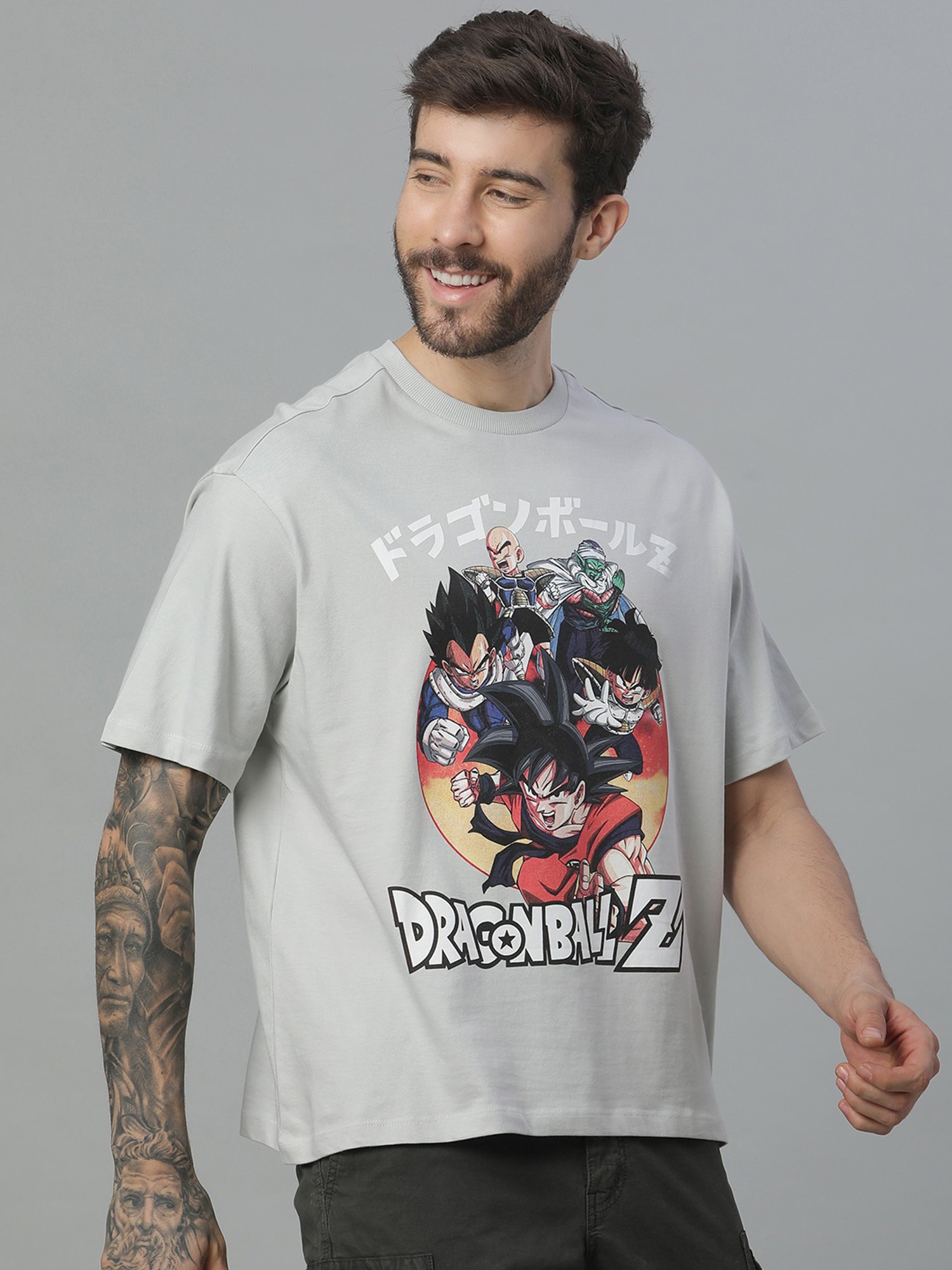 Free Authority Grey Loose Fit Printed T-Shirt