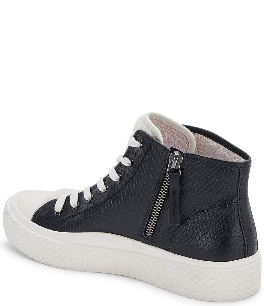 Dolce Vita Veola Plush Embossed Leather Faux Shearling High Top Sneakers