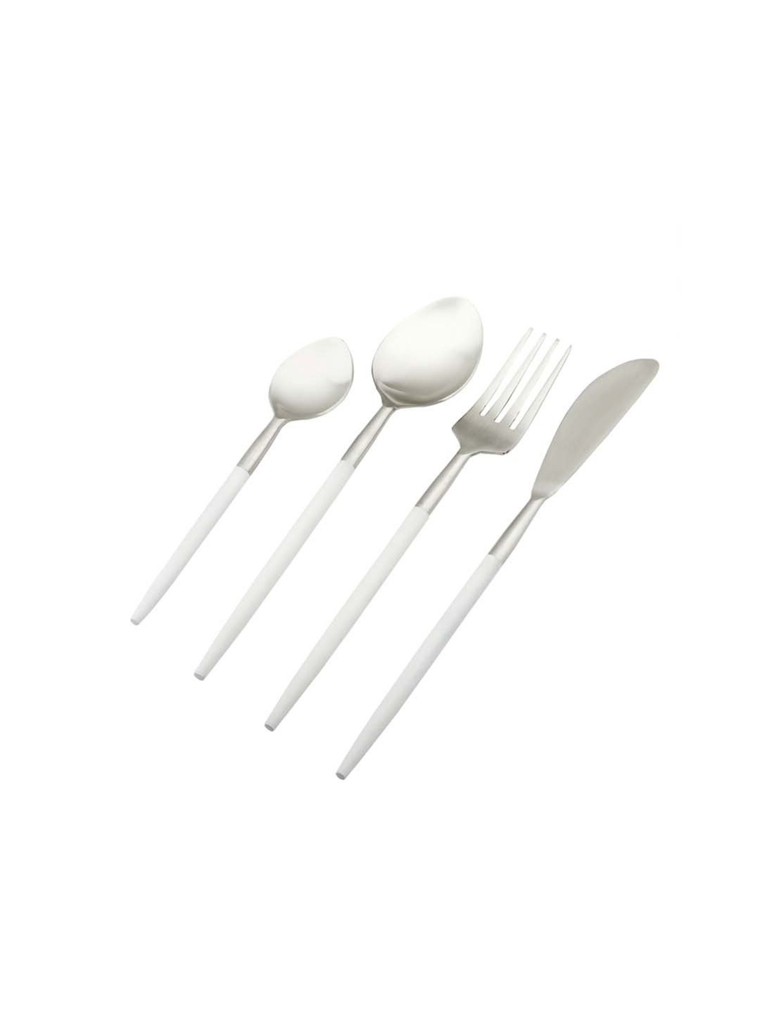 VarEesha Radiant Silver & White Stainless Steel Cutlery - Set of 4