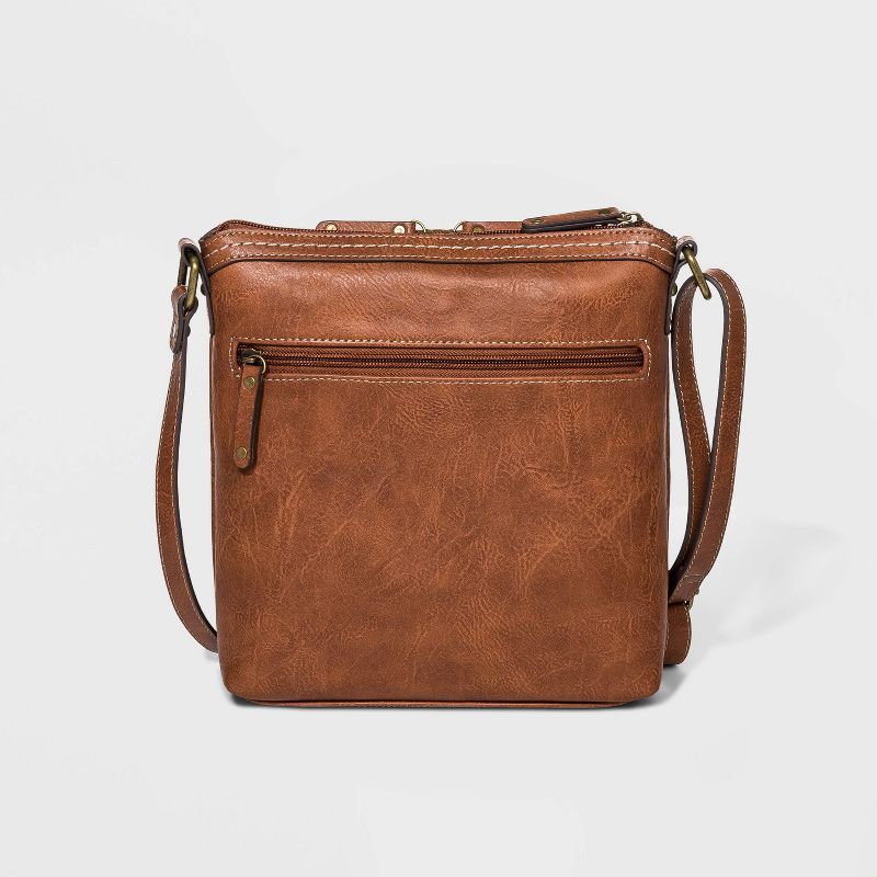 Bolo Zip Closure Organizer Crossbody Bag - Brown