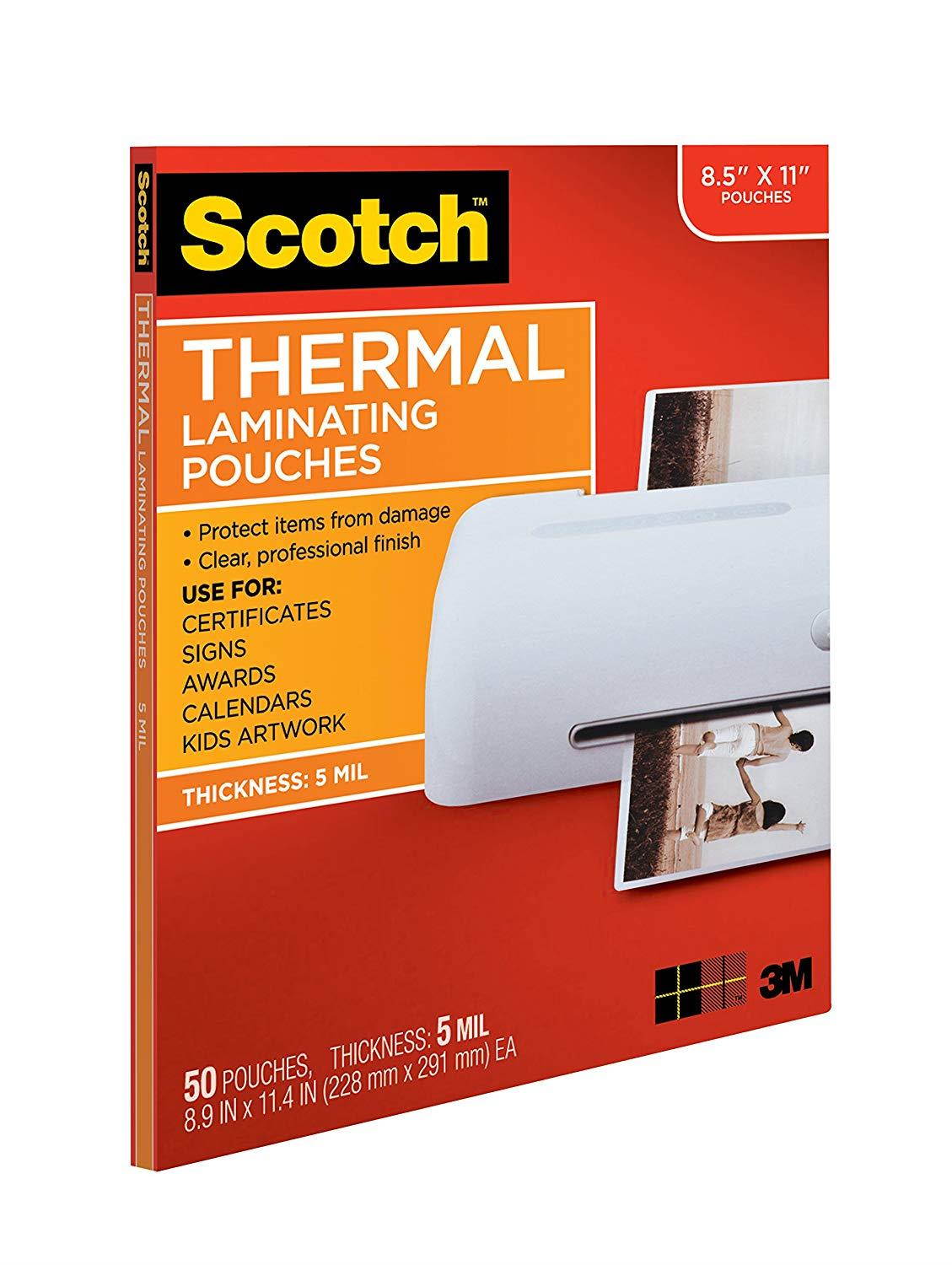 Scotch Thermal Laminating Pouches, 8.9 x 11.4-Inches, 5 mil Thick, 50-Pack (TP5854-50)
