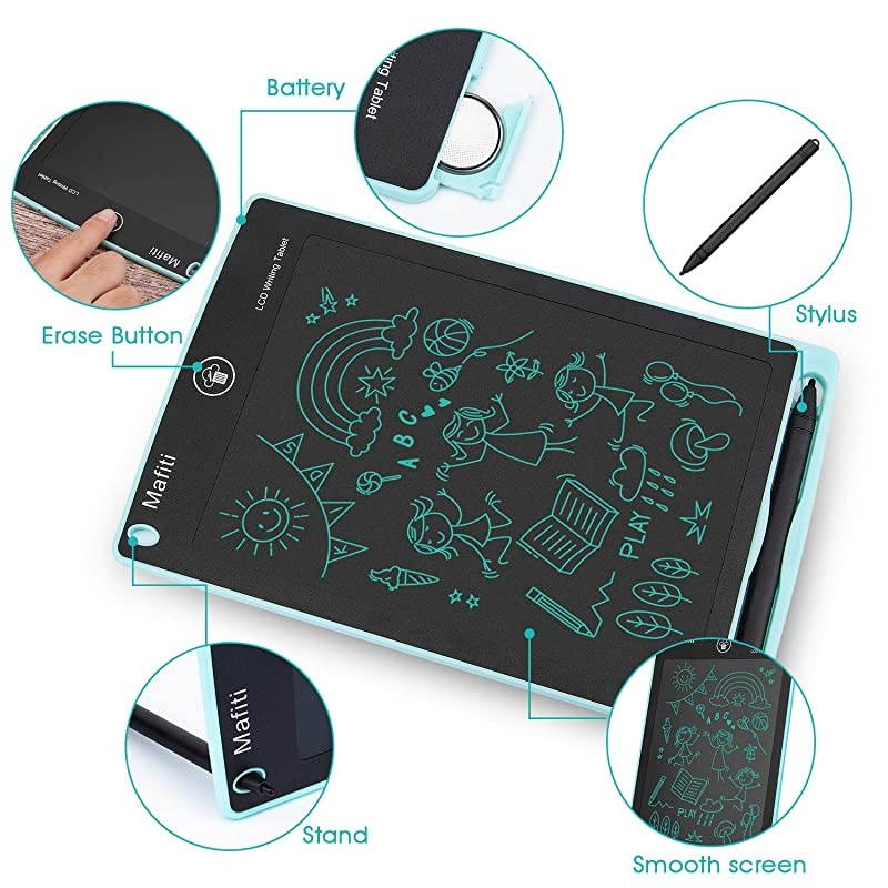 LCD Writing Tablet 85 Inch Electronic Writing Drawing Pads Portable Doodle Board Gifts for Kids Office Memo Home Whiteboard Cyan