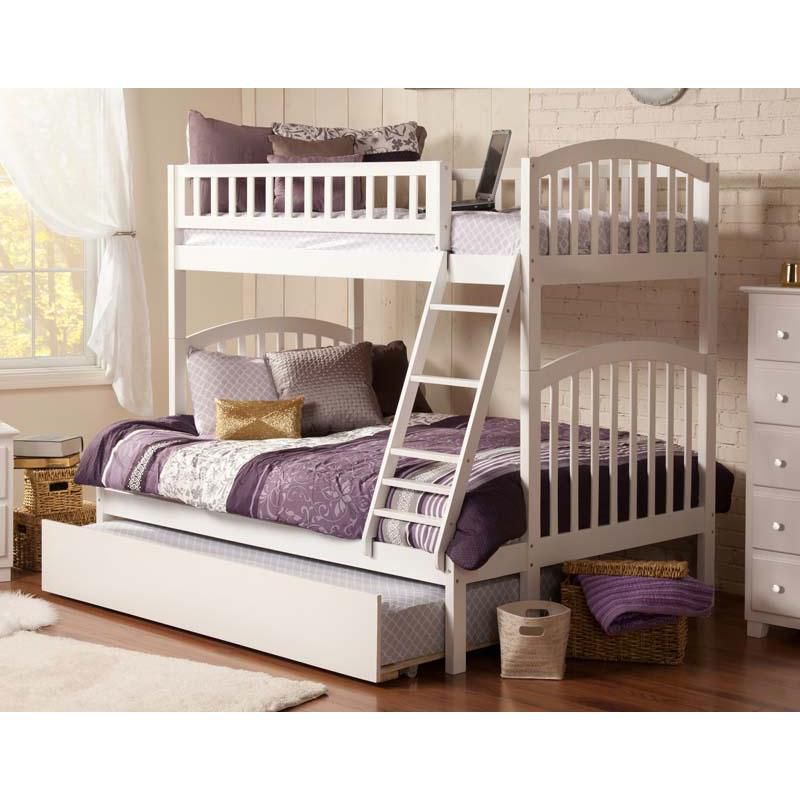 Richland Bunk  Twin over Twin w/ Raised Panel Trundle  Antique Walnut - Atlantic Frame