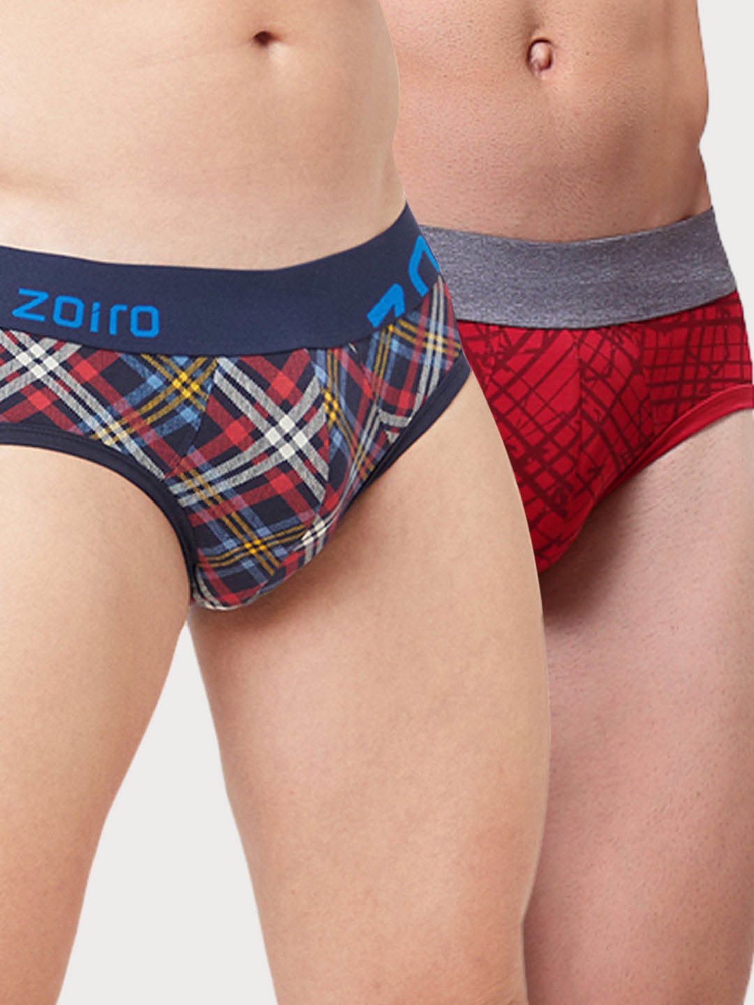 Zoiro Red & Total Eclipse Regular Fit Checks Briefs - Pack Of 2