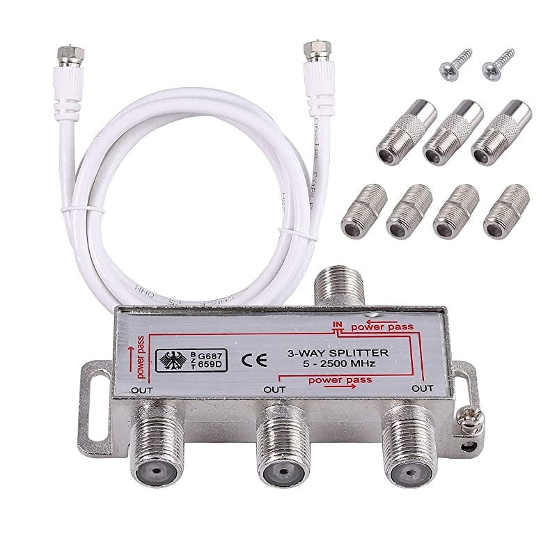 3 Way Coax Cable Splitter MoCA 5-2500MHz, TV Antenna Splitter