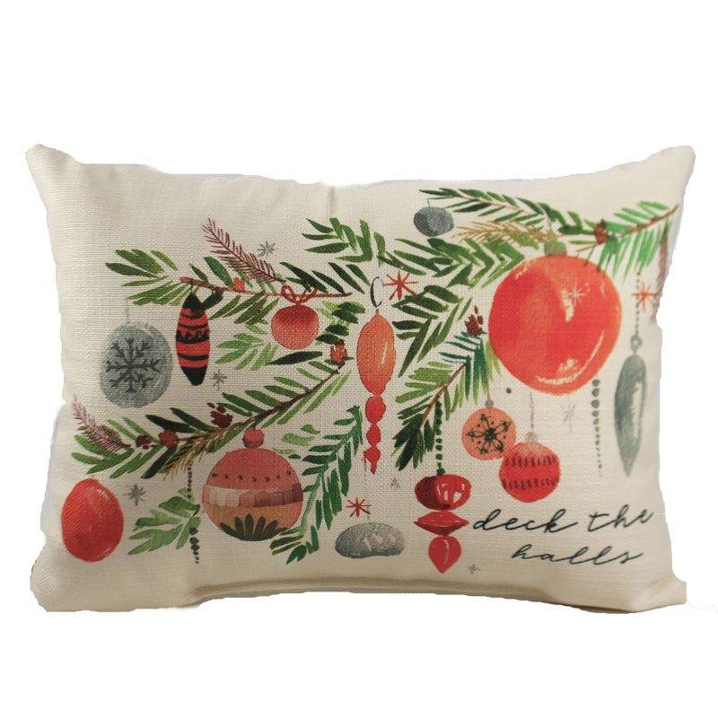 Christmas 14.0" Deck The Halls Pillow Ornaments Home Decor  -  Decorative Pillow
