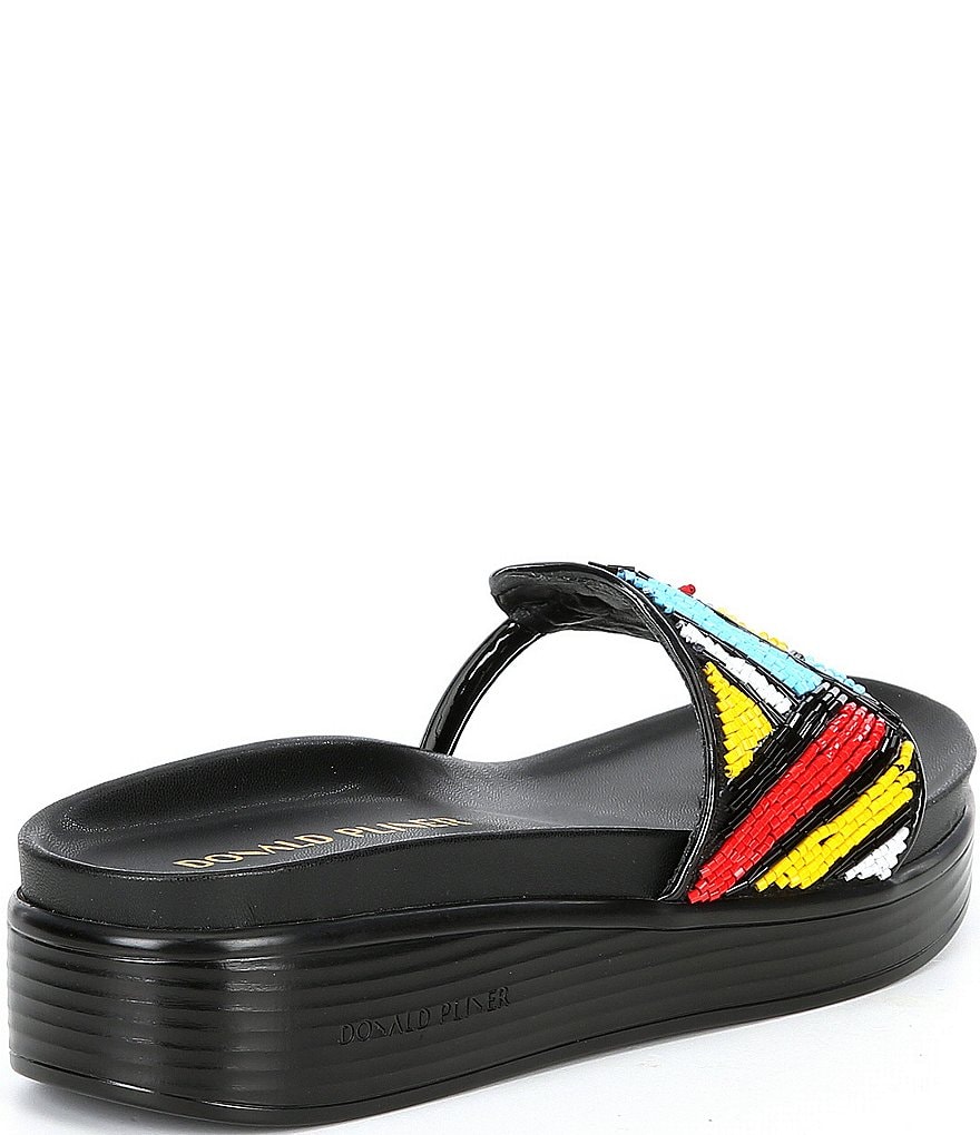 Donald Pliner Fifi Beaded Platform Wedge Thong Slides