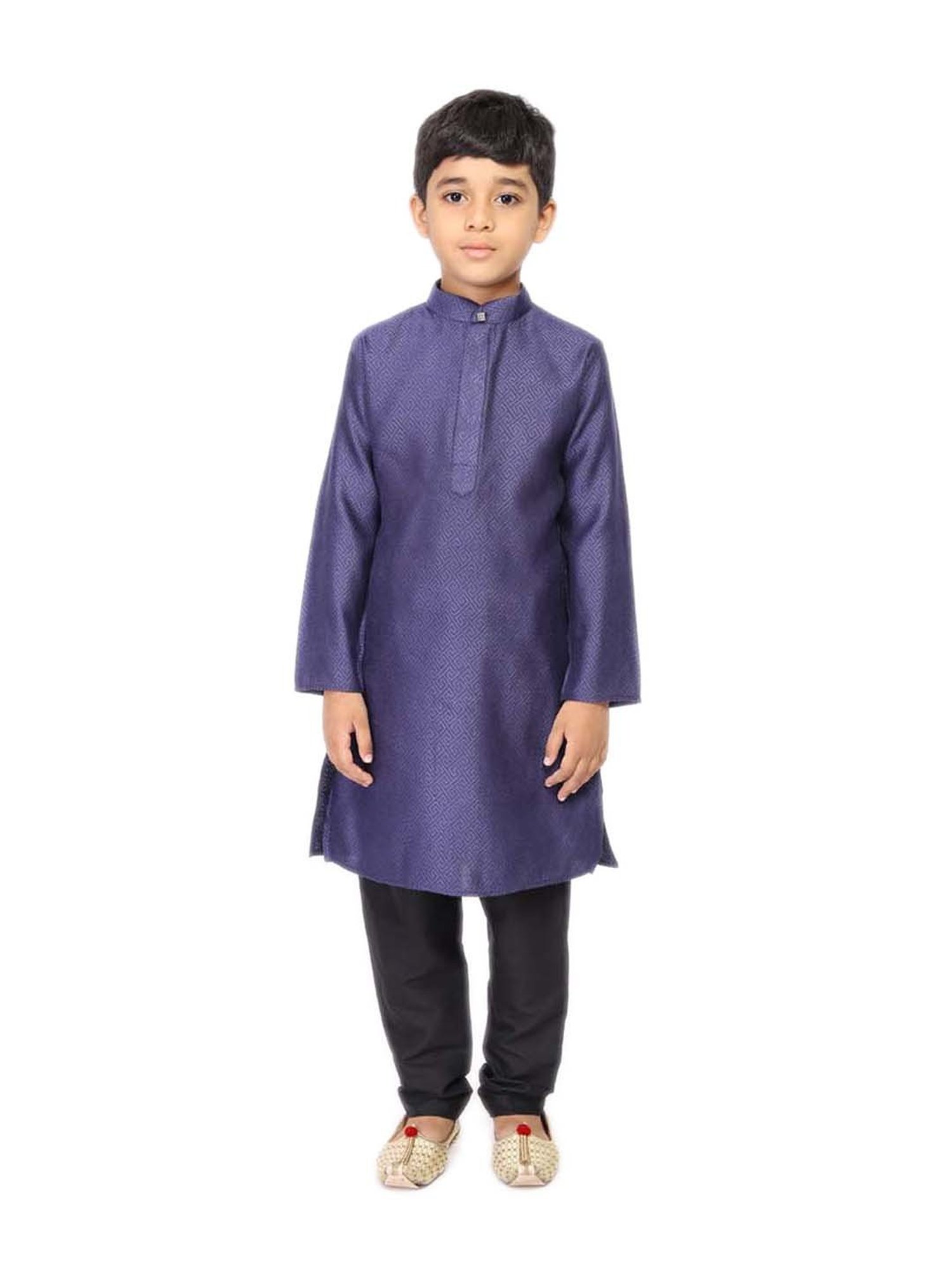 TABARD Kids Purple & Black Cotton Printed Kurta Set